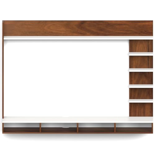 PEDPIX Primax Grande Large Engineering Wood Wall Mount TV Entertainment Unit Set Top Box Stand/TV Cabinet with Shelves for Books & Décor Display Unit Bed Living Room Upto 50" (Wenge & White)