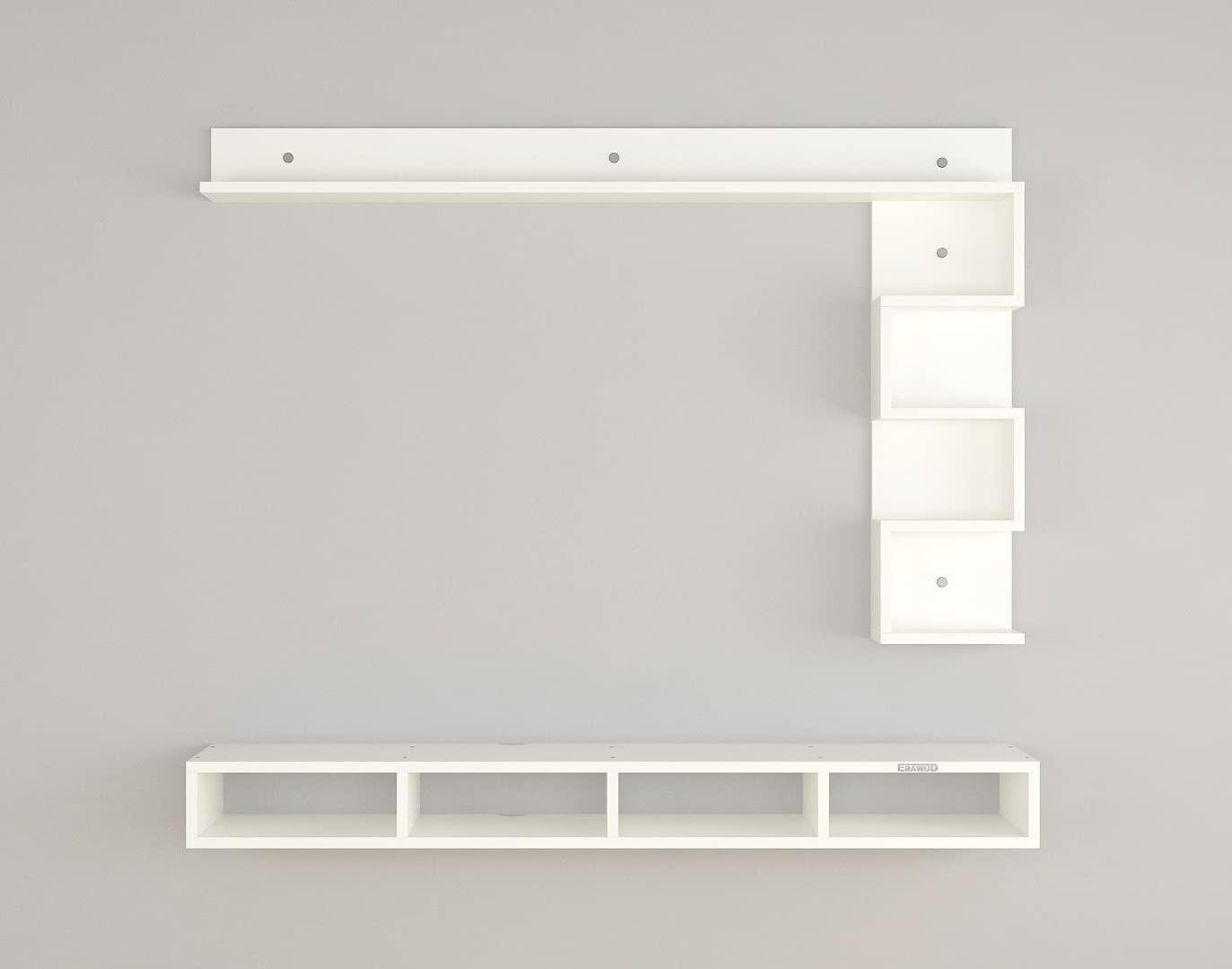 PEDPIX Modern Minimalist Wooden TV Unit Console with Sleek Design Industrial Style Wooden TV Media Stand with Black and White Color for Upto 43 INCH TV TV (EW-TU-RA-WT43)
