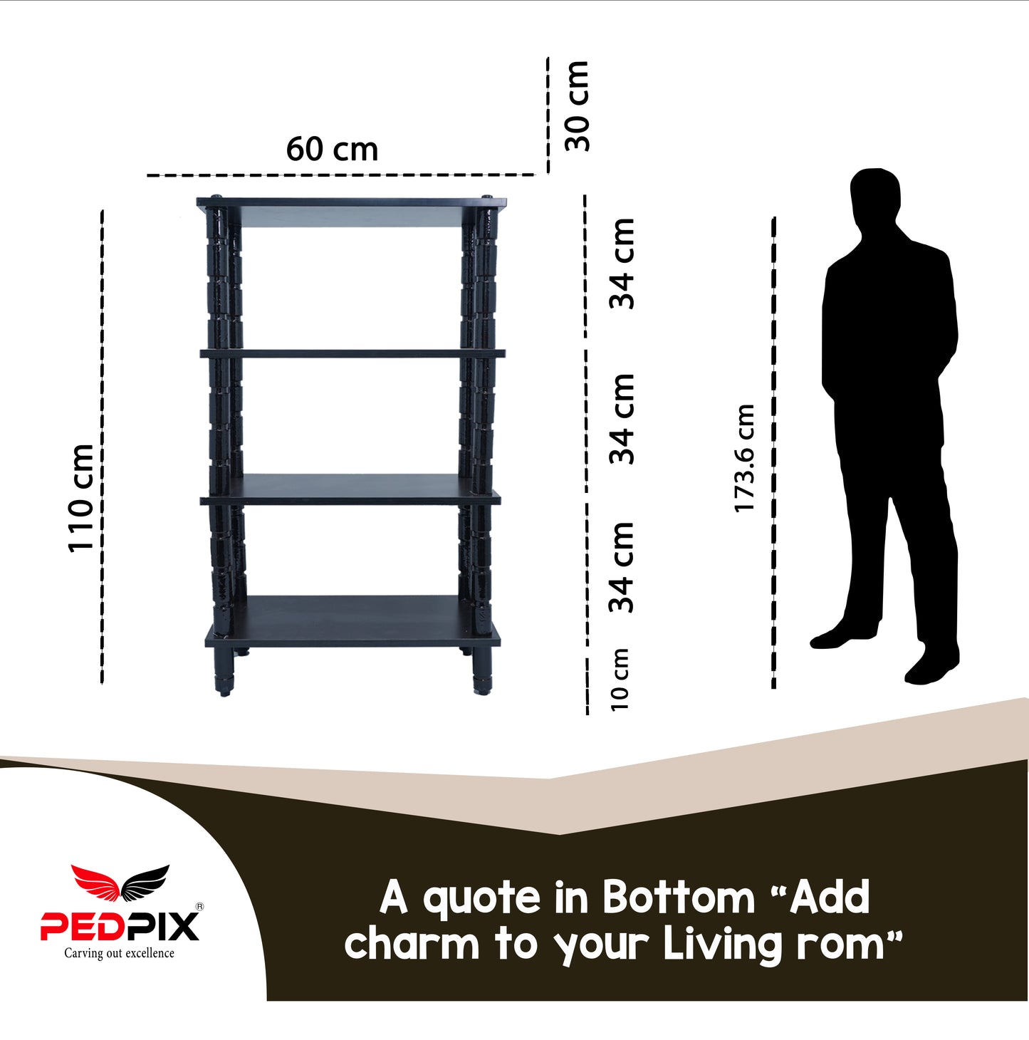 PEDPIX 3 Shelves Multipurpose Storage Cabinet Engineered Wood Book Shelf, Bookcase, Book Rack Stand, Open Book Shelf, Display Unit, Mahogany_(LXBXH:30X60X100cm) DIY(Do-it-Yourself)