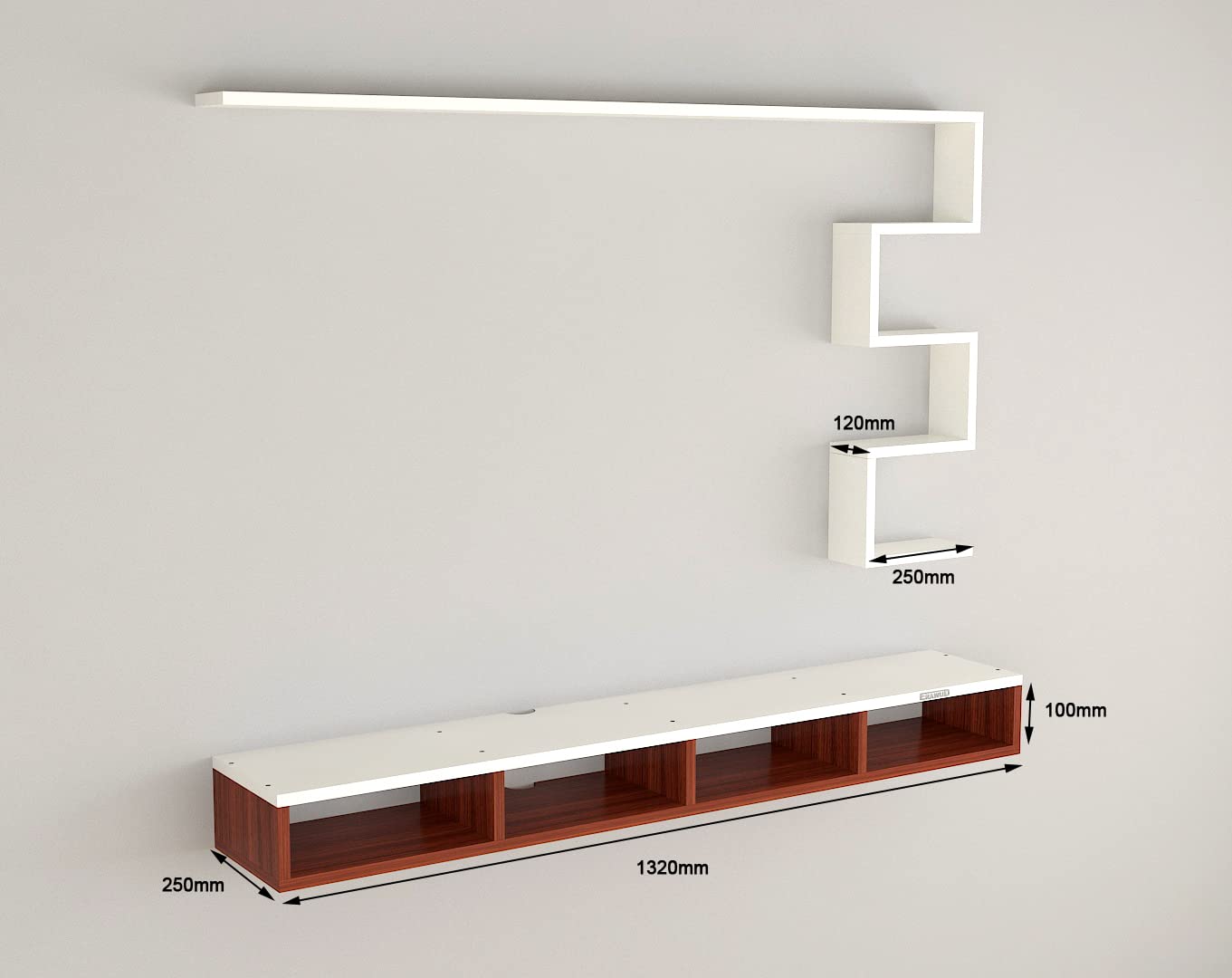 PEDPIX Modern Minimalist Wooden TV Unit Console with Sleek Design Industrial Style Wooden TV Media Stand with Black and White Color for Upto 43 INCH TV TV (EW-TU-RA-WT43)