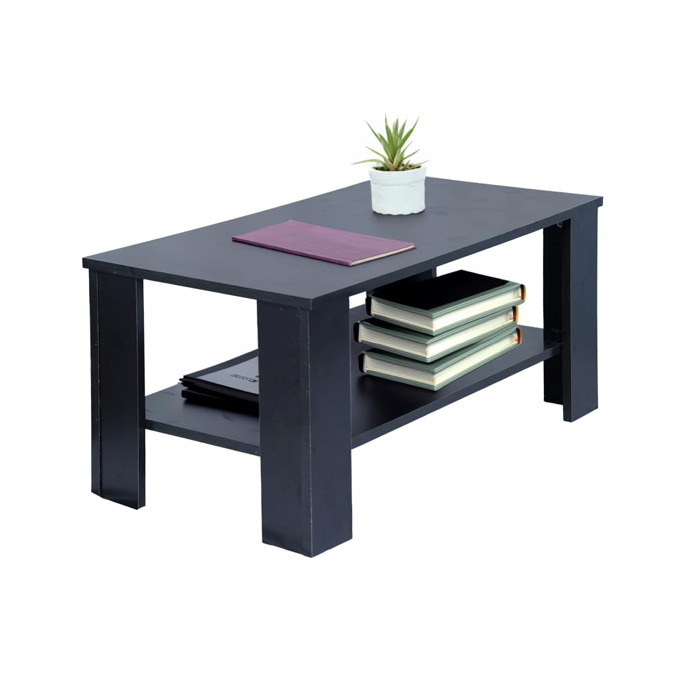 PEDPIX Engineered Wood Coffee Table with Storage Shelf, Stylish Wooden Living Room Furniture