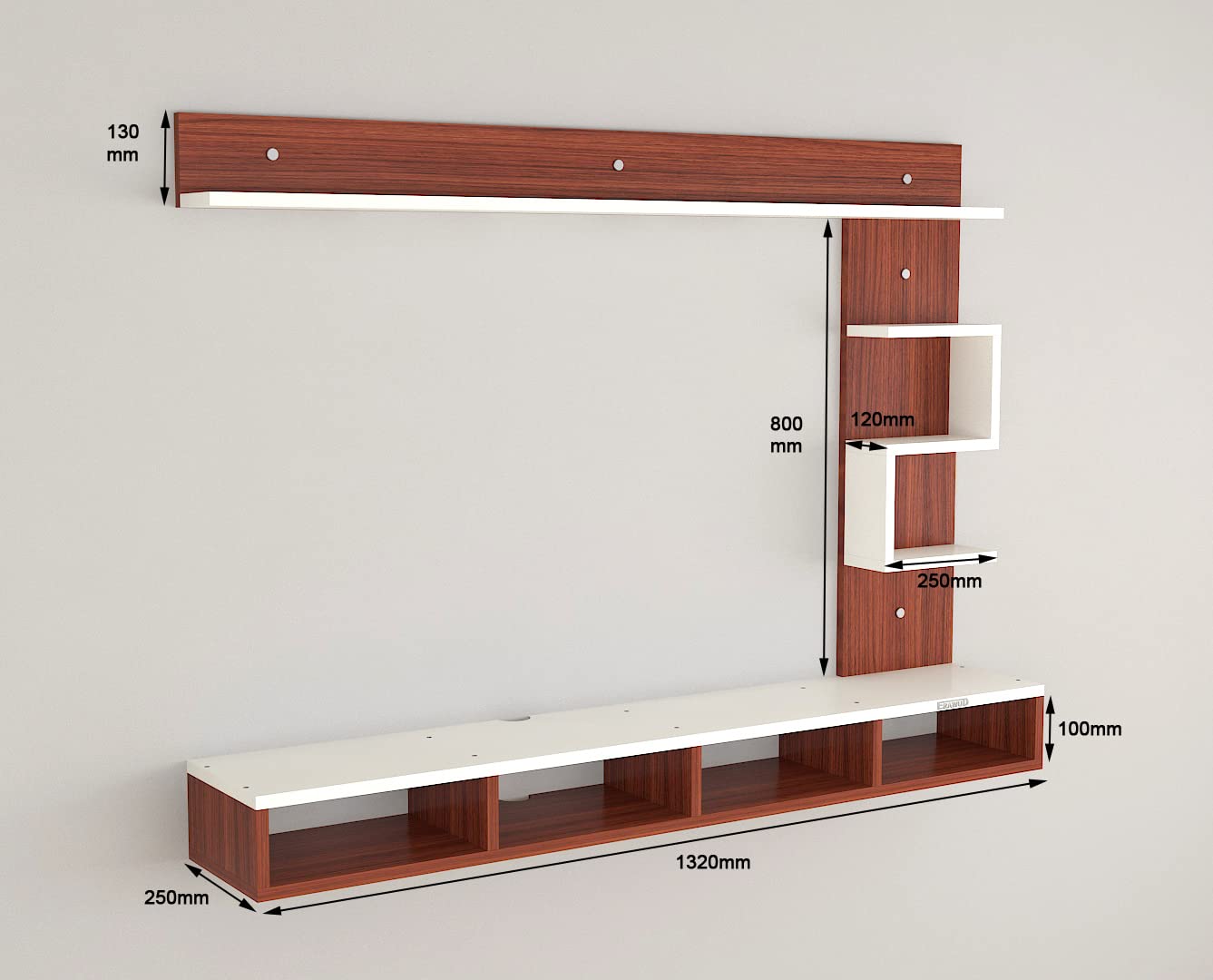 PEDPIX Modern Minimalist Wooden TV Unit Console with Sleek Design Industrial Style Wooden TV Media Stand with Black and White Color for Upto 43 INCH TV TV (EW-TU-RA-WT43)