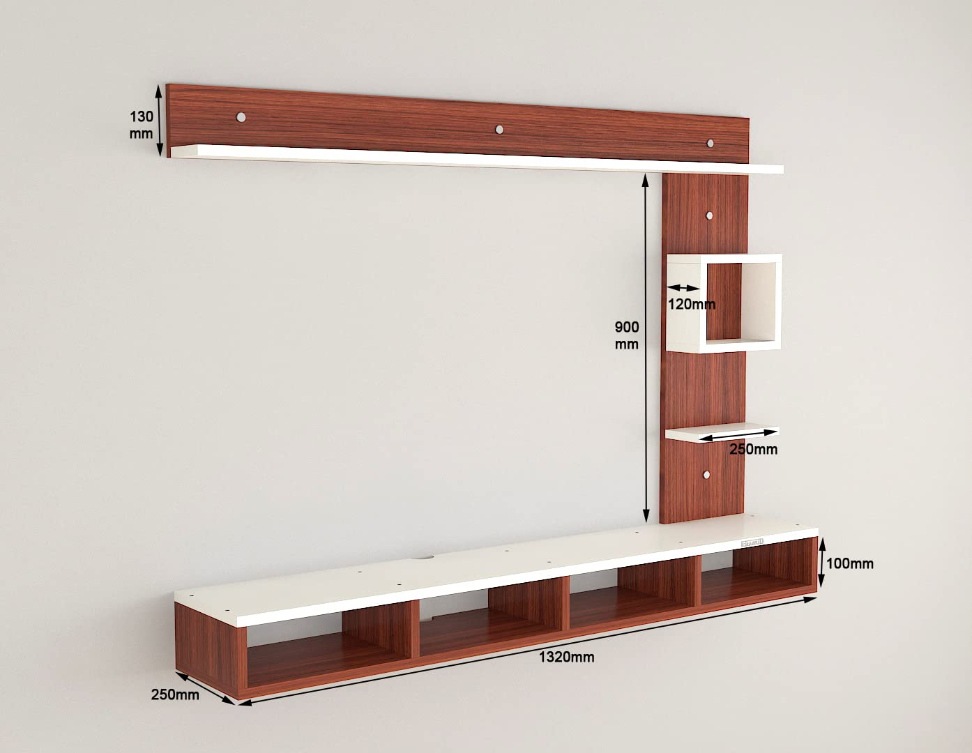 PEDPIX Modern Minimalist Wooden TV Unit Console with Sleek Design Industrial Style Wooden TV Media Stand with Black and White Color for Upto 43 INCH TV TV (EW-TU-RA-WT43)