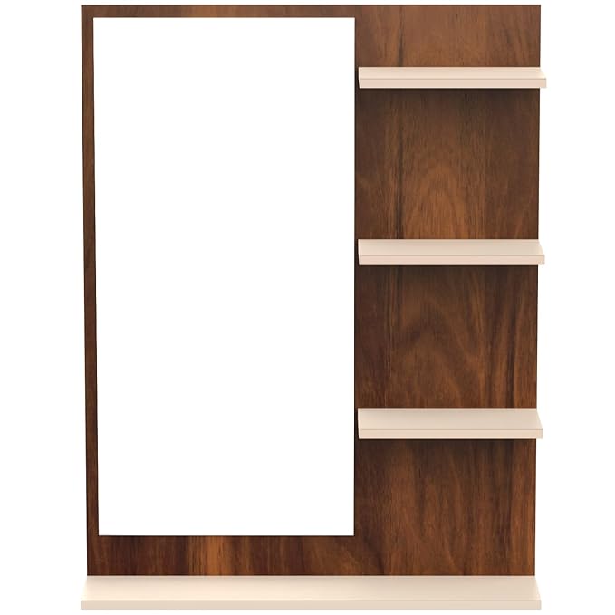PEDPIX Wall Mirrors with Shelf: Decorative Wall Hanging Dressing Table for Bedroom and Living Room Wall Mounted Engineered Wood Dressing Table(Finish Color -, BROWN, DIY(Do-It-Yourself))
