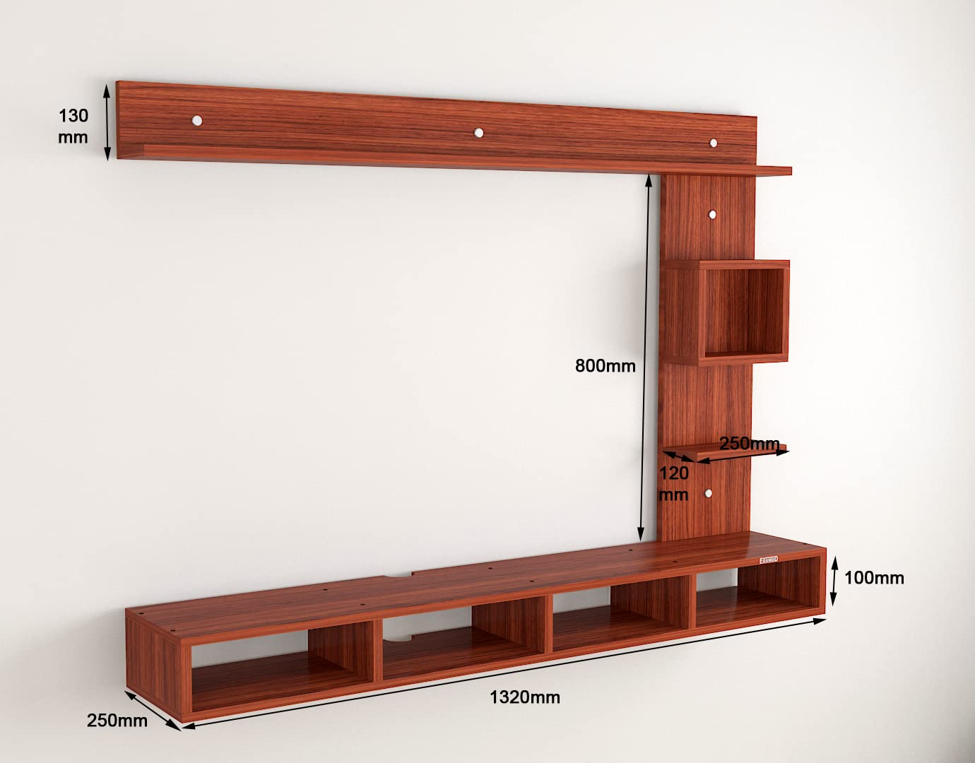 PEDPIX Modern Minimalist Wooden TV Unit Console with Sleek Design Industrial Style Wooden TV Media Stand with Black and White Color for Upto 43 INCH TV TV (EW-TU-RA-WT43)
