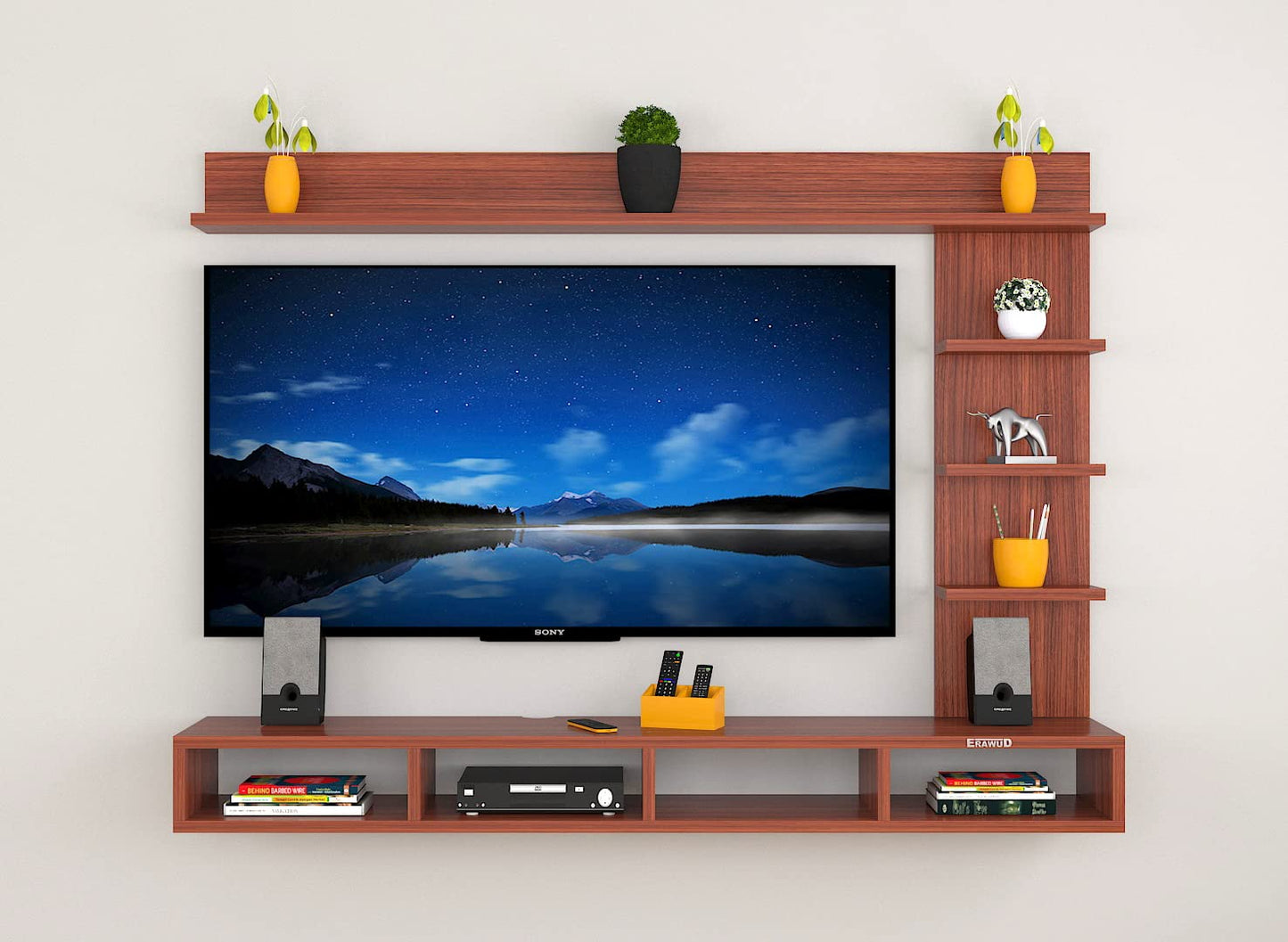 PEDPIX Modern Minimalist Wooden TV Unit Console with Sleek Design Industrial Style Wooden TV Media Stand with Black and White Color for Upto 43 INCH TV TV (EW-TU-RA-WT43)