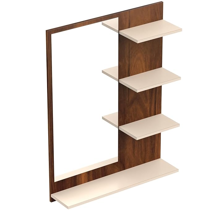PEDPIX Wall Mirrors with Shelf: Decorative Wall Hanging Dressing Table for Bedroom and Living Room Wall Mounted Engineered Wood Dressing Table(Finish Color -, BROWN, DIY(Do-It-Yourself))