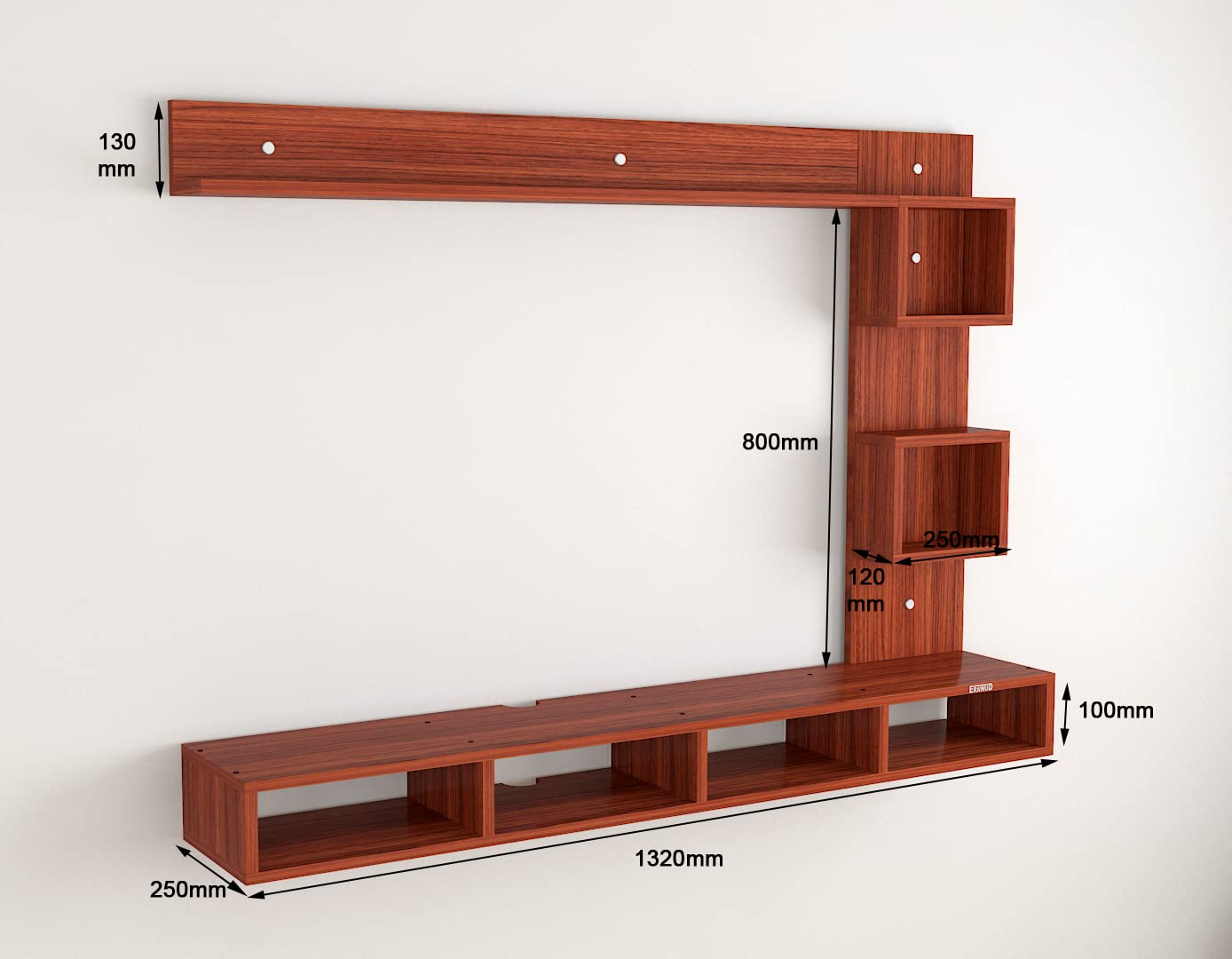 PEDPIX Modern Minimalist Wooden TV Unit Console with Sleek Design Industrial Style Wooden TV Media Stand with Black and White Color for Upto 43 INCH TV TV (EW-TU-RA-WT43)