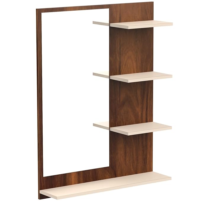 PEDPIX Wall Mirrors with Shelf: Decorative Wall Hanging Dressing Table for Bedroom and Living Room Wall Mounted Engineered Wood Dressing Table(Finish Color -, BROWN, DIY(Do-It-Yourself))