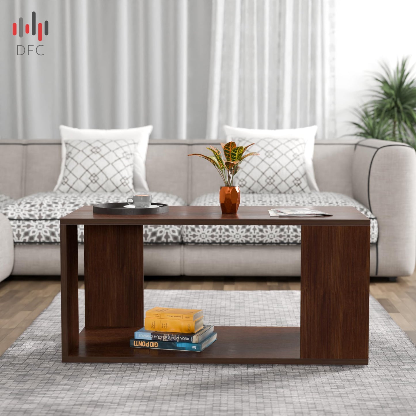 PEDPIX Carrera Engineered Wood Coffee Center Sofa Tea/Teapoy Console Table with Storage for Living Room Home Hall (Dark Wenge)