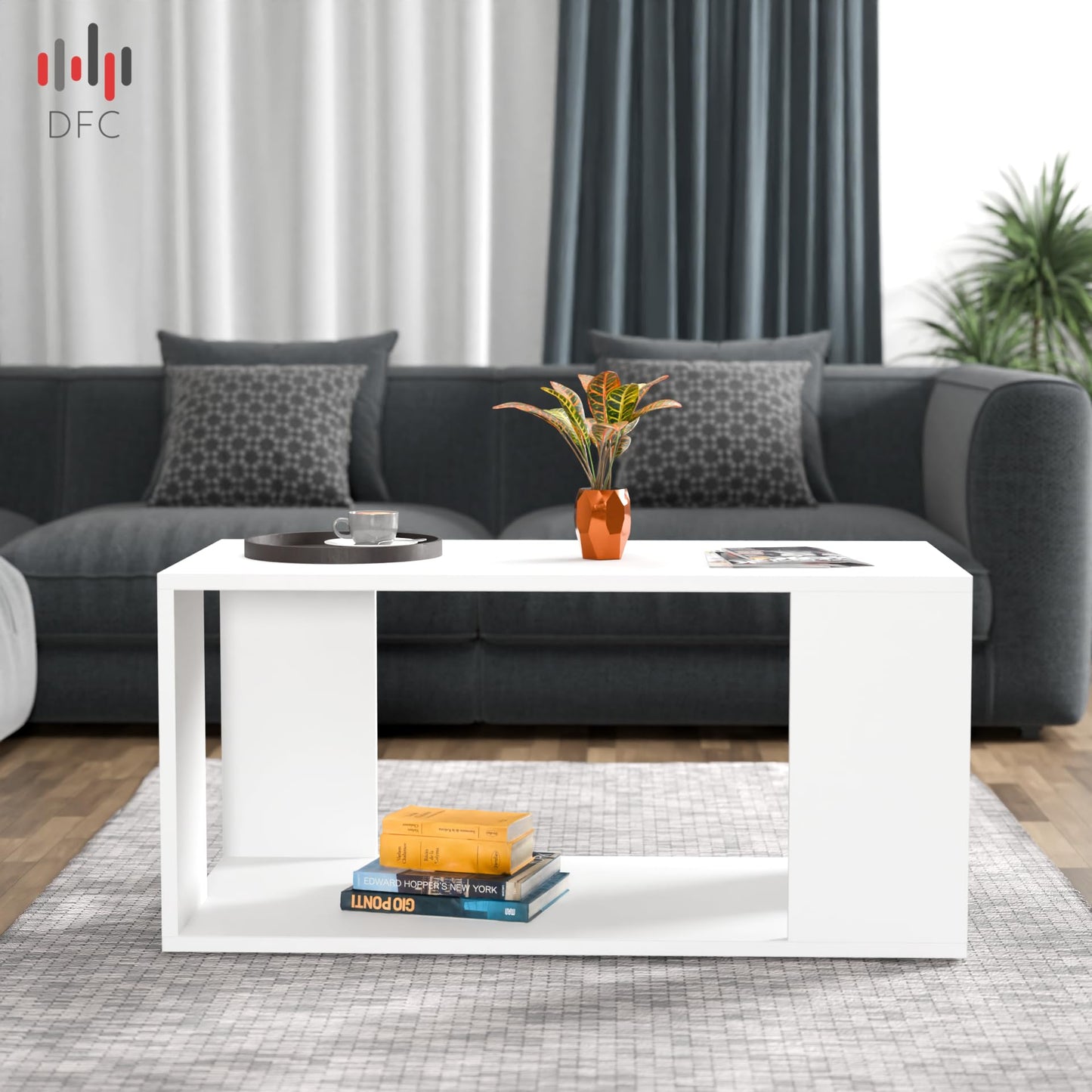 PEDPIX Carrera Engineered Wood Coffee Center Sofa Tea/Teapoy Console Table with Storage for Living Room Home Hall (Dark Wenge)