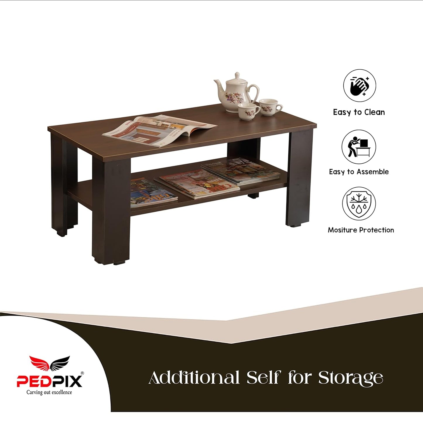 Engineered Wood Coffee Table (Finish Color - VENGE, Knock Down)