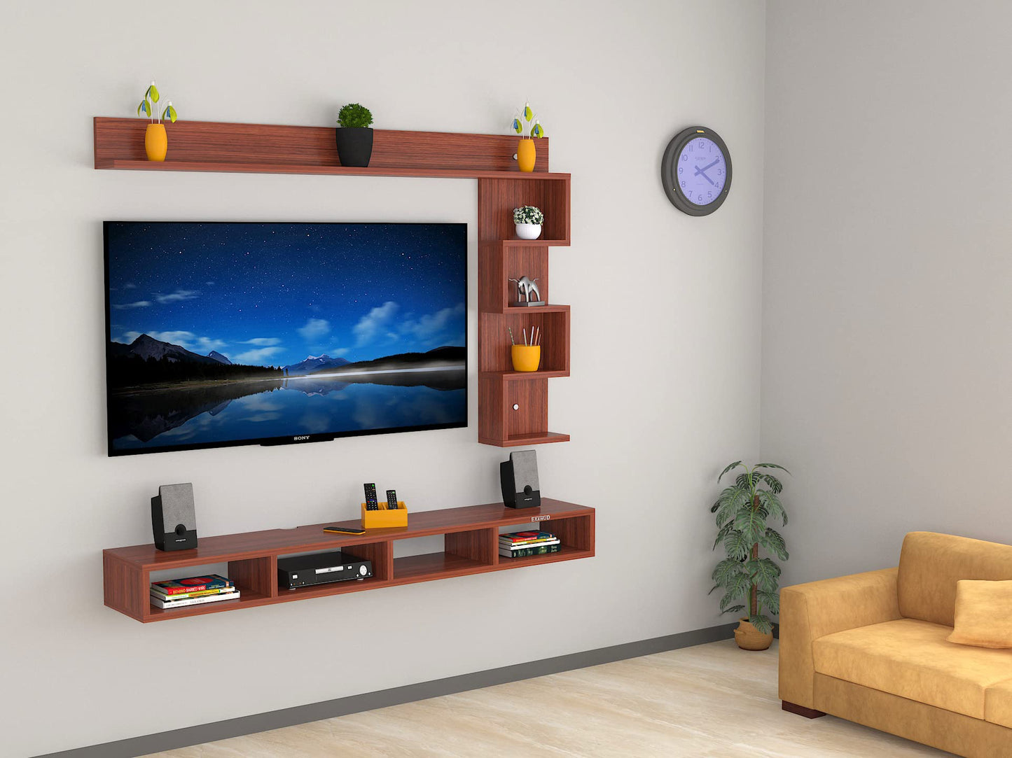 PEDPIX Modern Minimalist Wooden TV Unit Console with Sleek Design Industrial Style Wooden TV Media Stand with Black and White Color for Upto 43 INCH TV TV (EW-TU-RA-WT43)