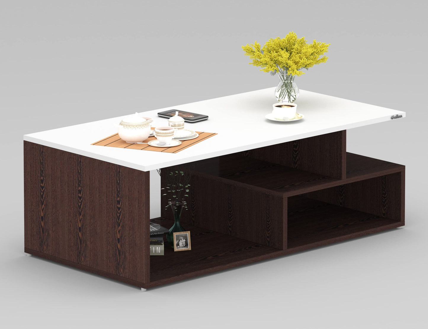 PEDPIX Engineered Wood Coffee Table/Centre Table/Tea Table for Living Room (Wenge White, Matte Finsh) D.I.Y