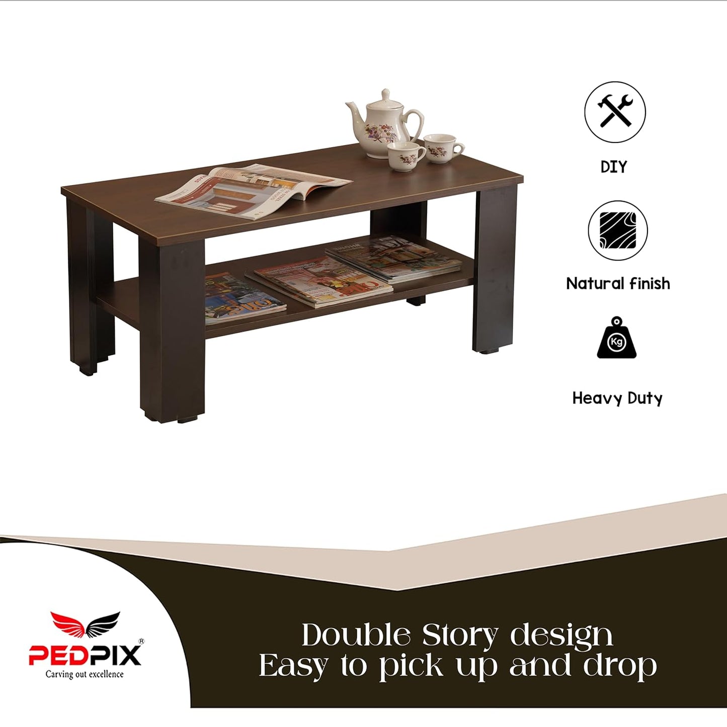 Engineered Wood Coffee Table (Finish Color - VENGE, Knock Down)