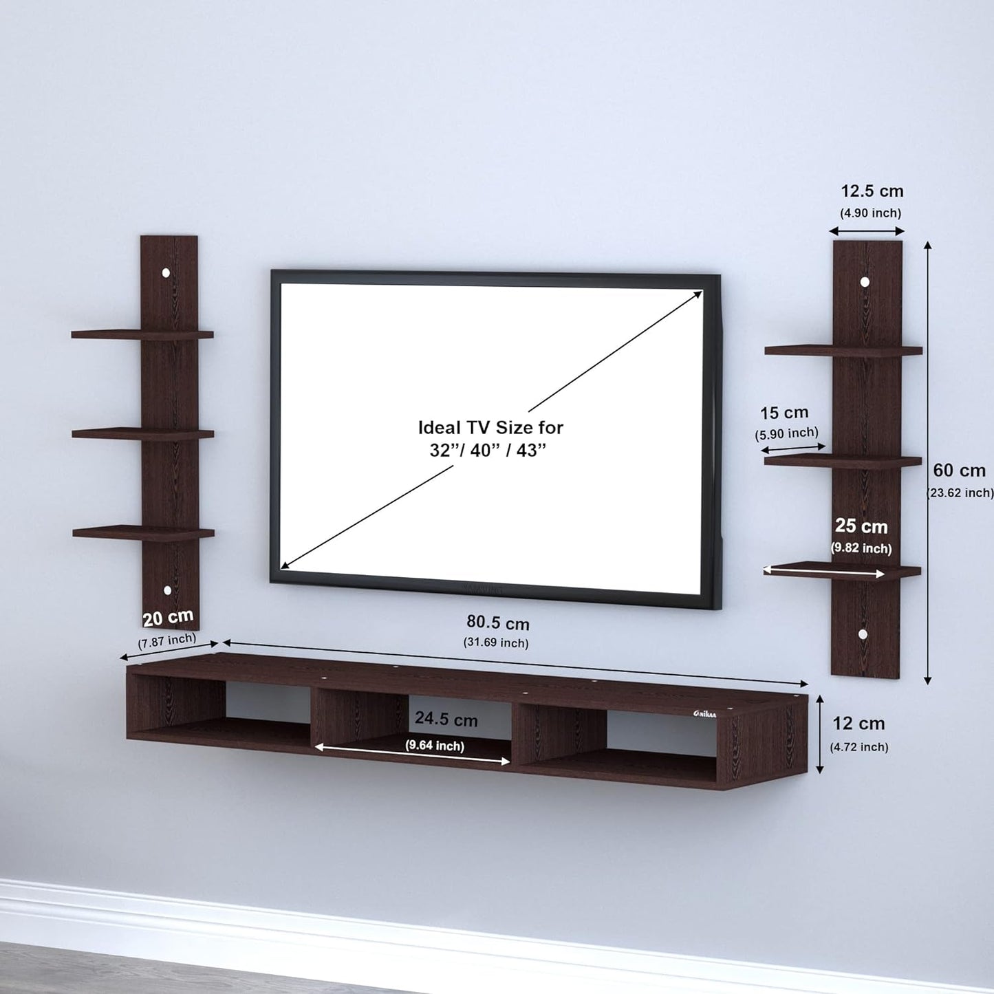 PEDPIX Engineered Wood Wall Mount TV Unit/TV Stand/Wall Set Top Box Stand/TV Cabinet/TV Entertainment Unit (Wenge)(Ideal for 32-40 Inch)(D.I.Y)