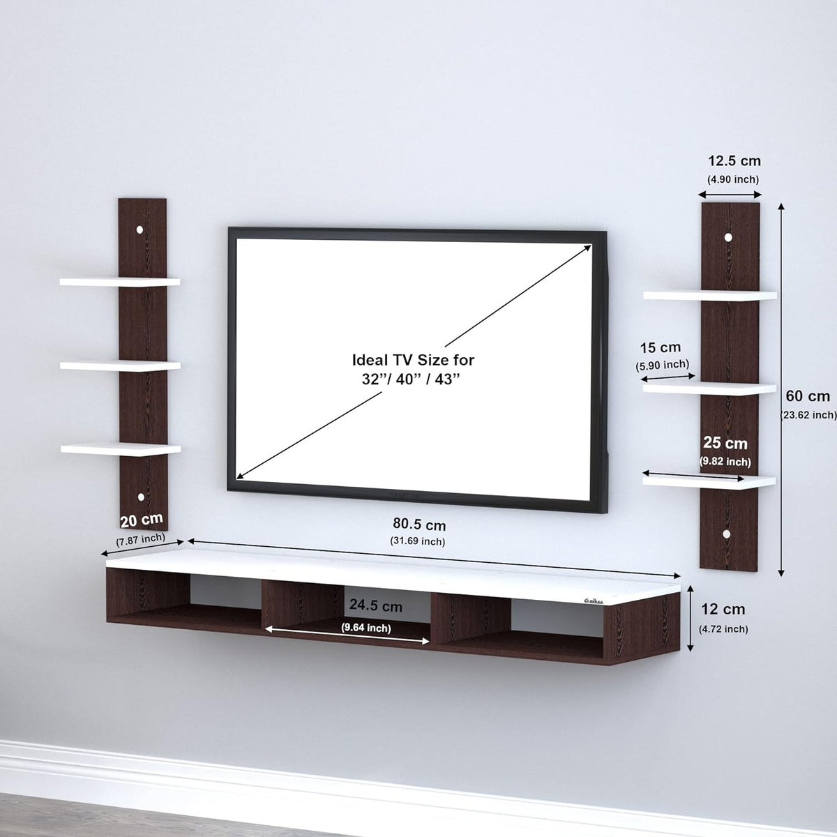 PEDPIX Engineered Wood Wall Mount TV Unit/TV Stand/Wall Set Top Box Stand/TV Cabinet/TV Entertainment Unit (Wenge/White)(Ideal for 32-40 Inch)(D.I.Y)