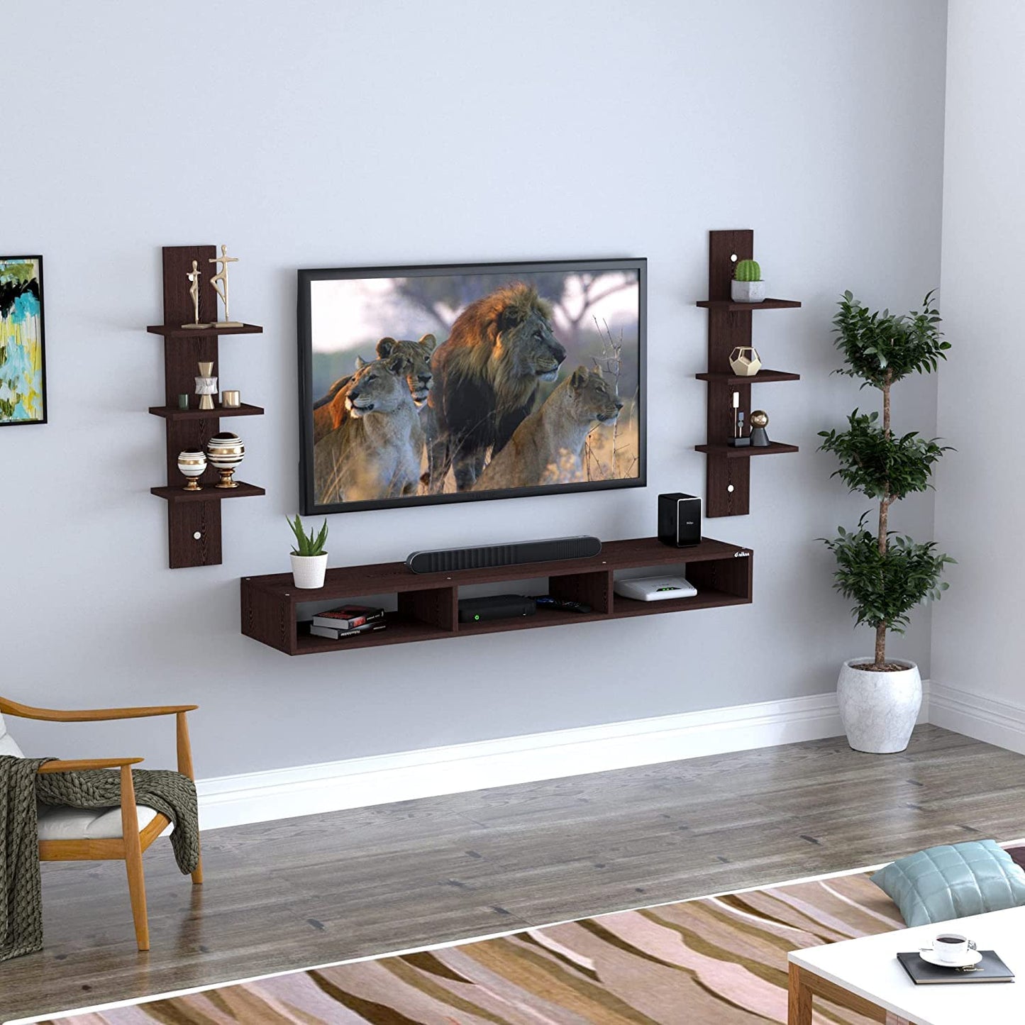 PEDPIX Engineered Wood Wall Mount TV Unit/TV Stand/Wall Set Top Box Stand/TV Cabinet/TV Entertainment Unit (Wenge)(Ideal for 32-40 Inch)(D.I.Y)