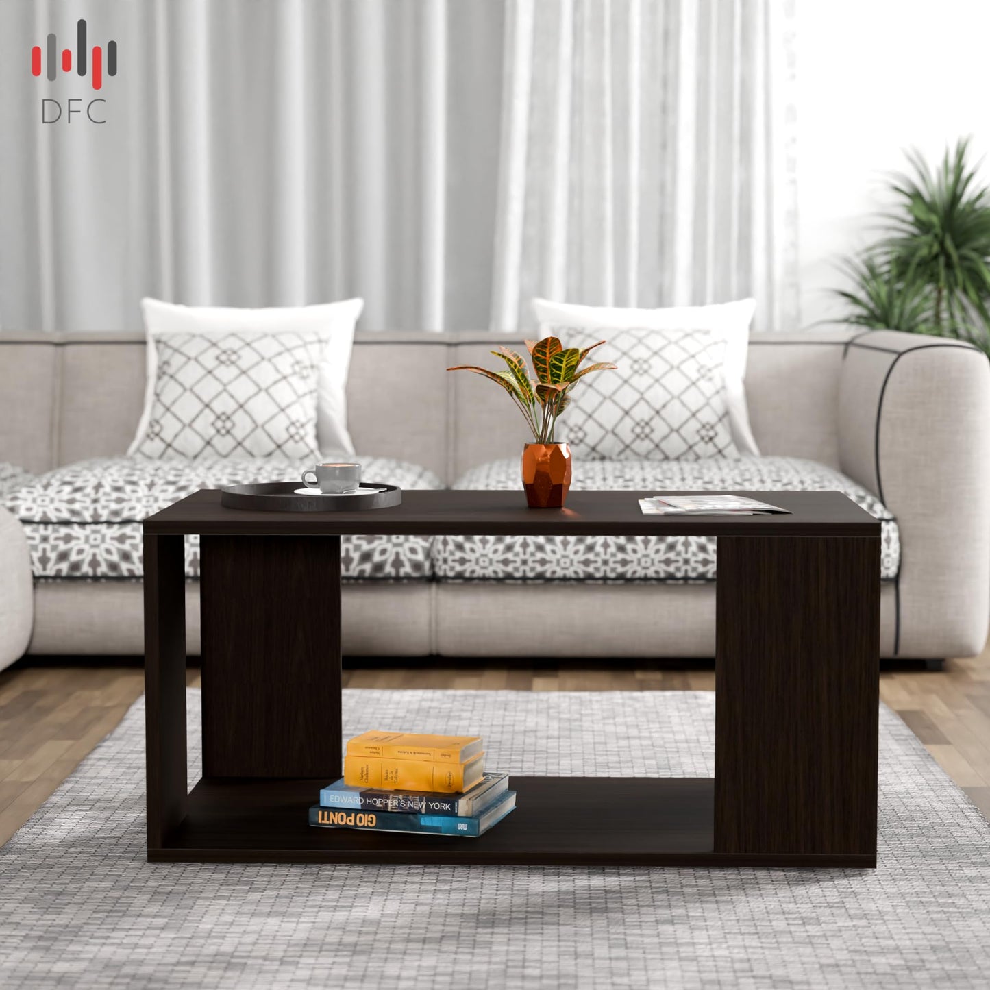 PEDPIX Carrera Engineered Wood Coffee Center Sofa Tea/Teapoy Console Table with Storage for Living Room Home Hall (Dark Wenge)