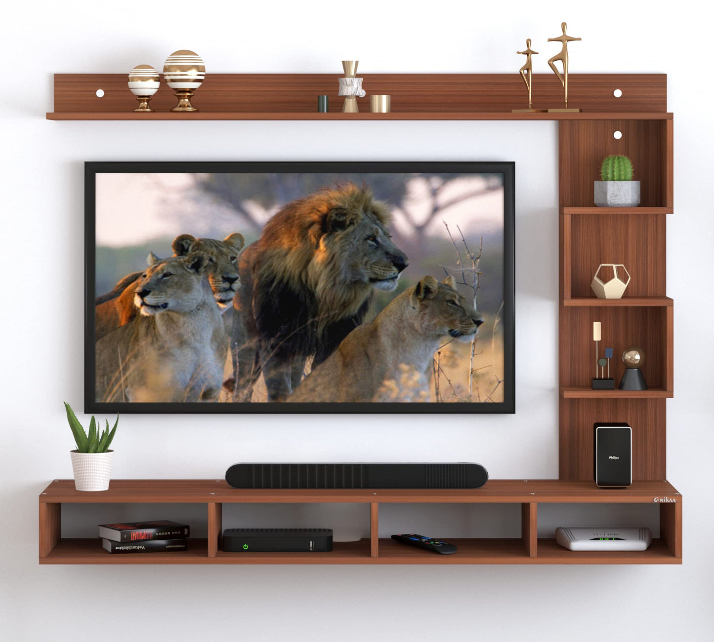 PEDPIX Larisa Engineered Wood Wall Mount TV Unit/TV Stand/TV Cabinet/TV Entertainment Unit/Set Top Box Stand (Wenge/White) (Ideal for 43 Inch)(D.I.Y)