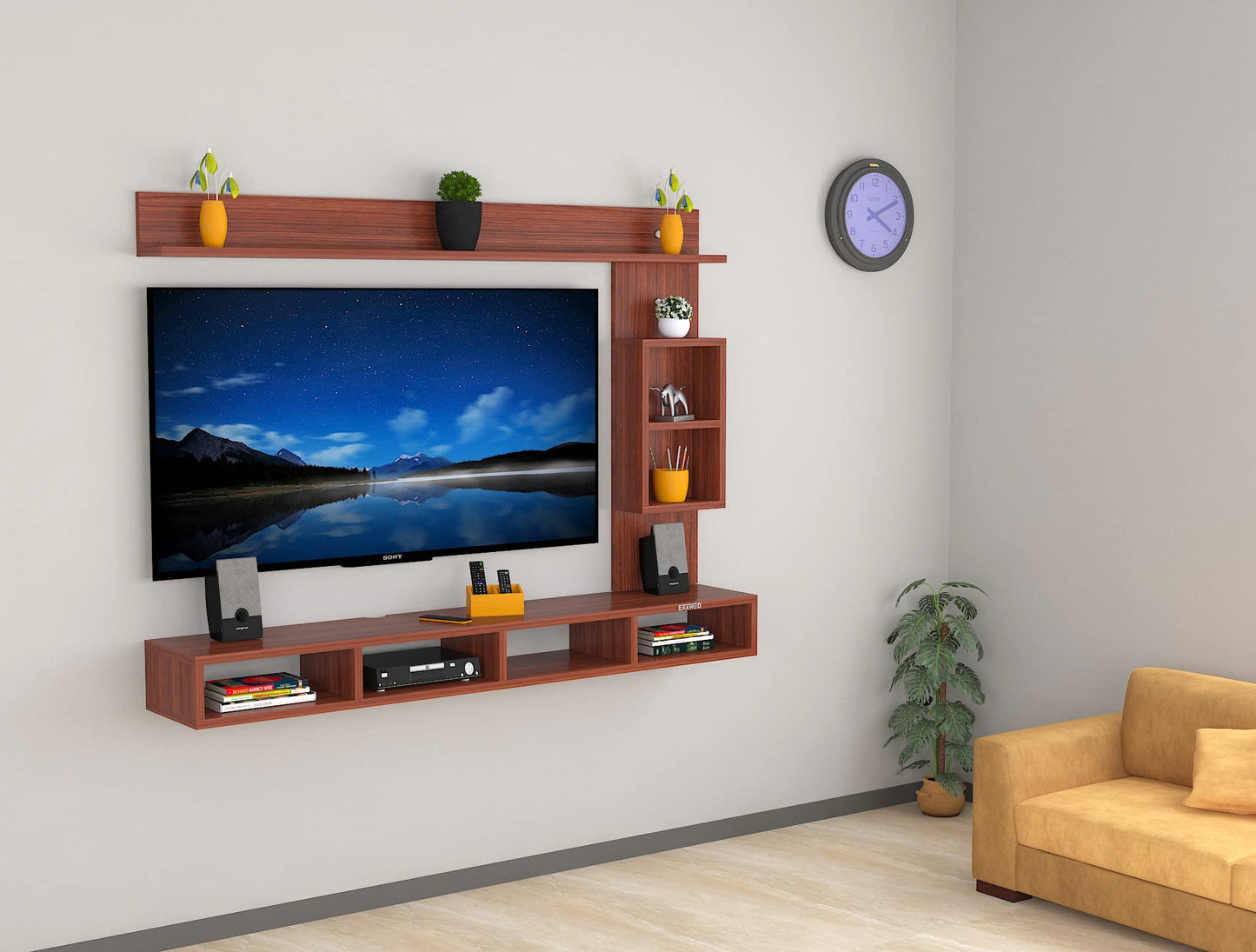 PEDPIX Modern Minimalist Wooden TV Unit Console with Sleek Design Industrial Style Wooden TV Media Stand with Black and White Color for Upto 43 INCH TV TV (EW-TU-RA-WT43)