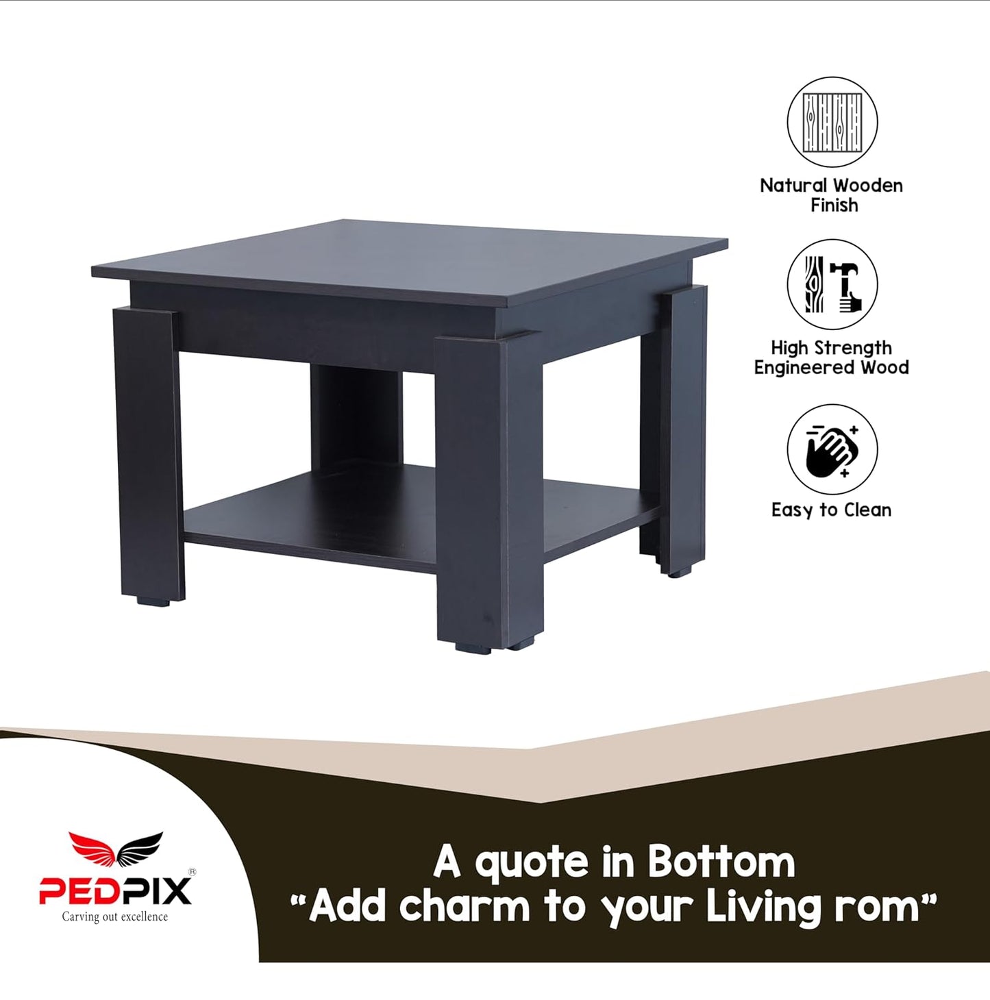 PEDPIX Engineered Wood Coffee Table for Living Room | Center Table for Hall Office Home
