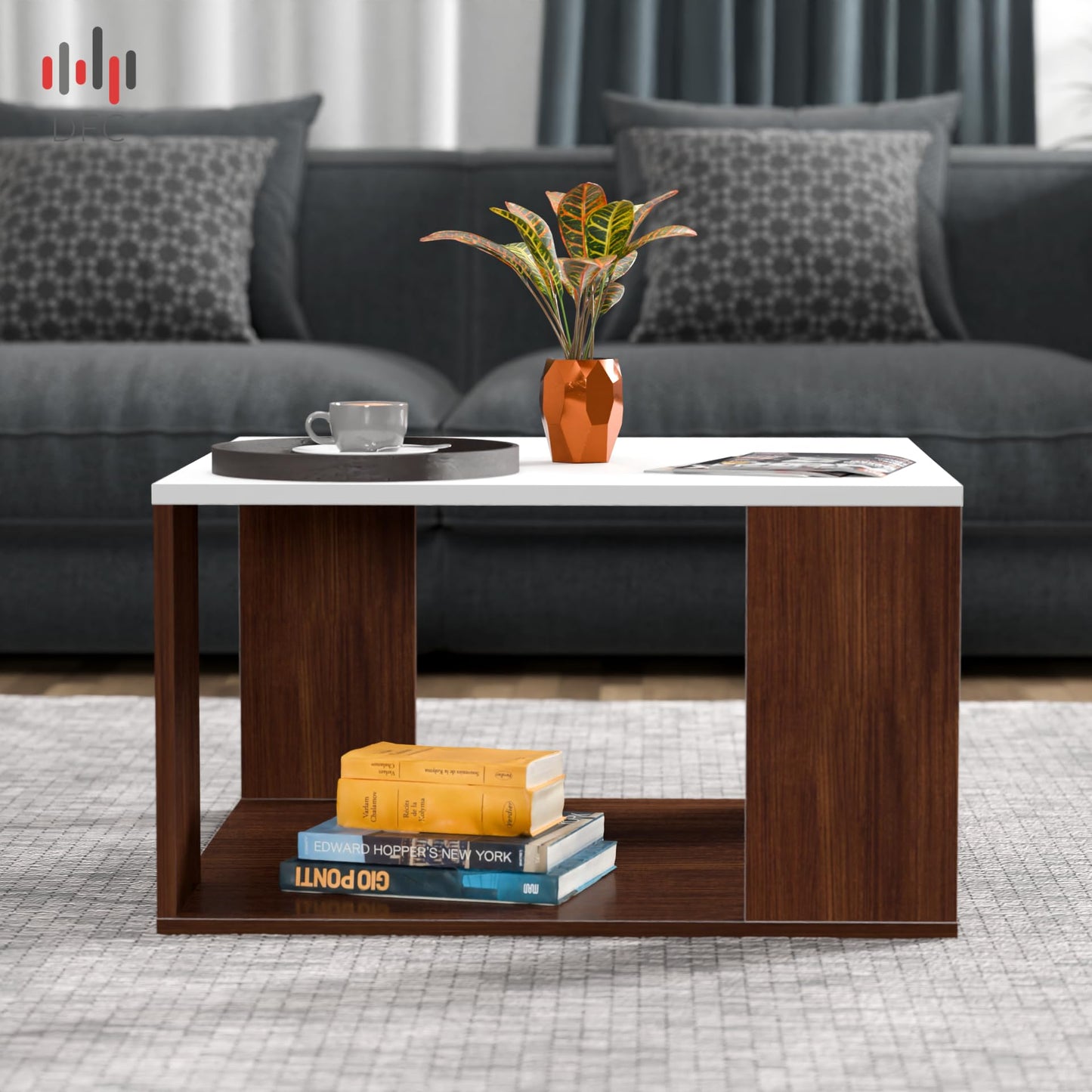 PEDPIX Carrera Engineered Wood Coffee Center Sofa Tea/Teapoy Console Table with Storage for Living Room Home Hall (Dark Wenge)