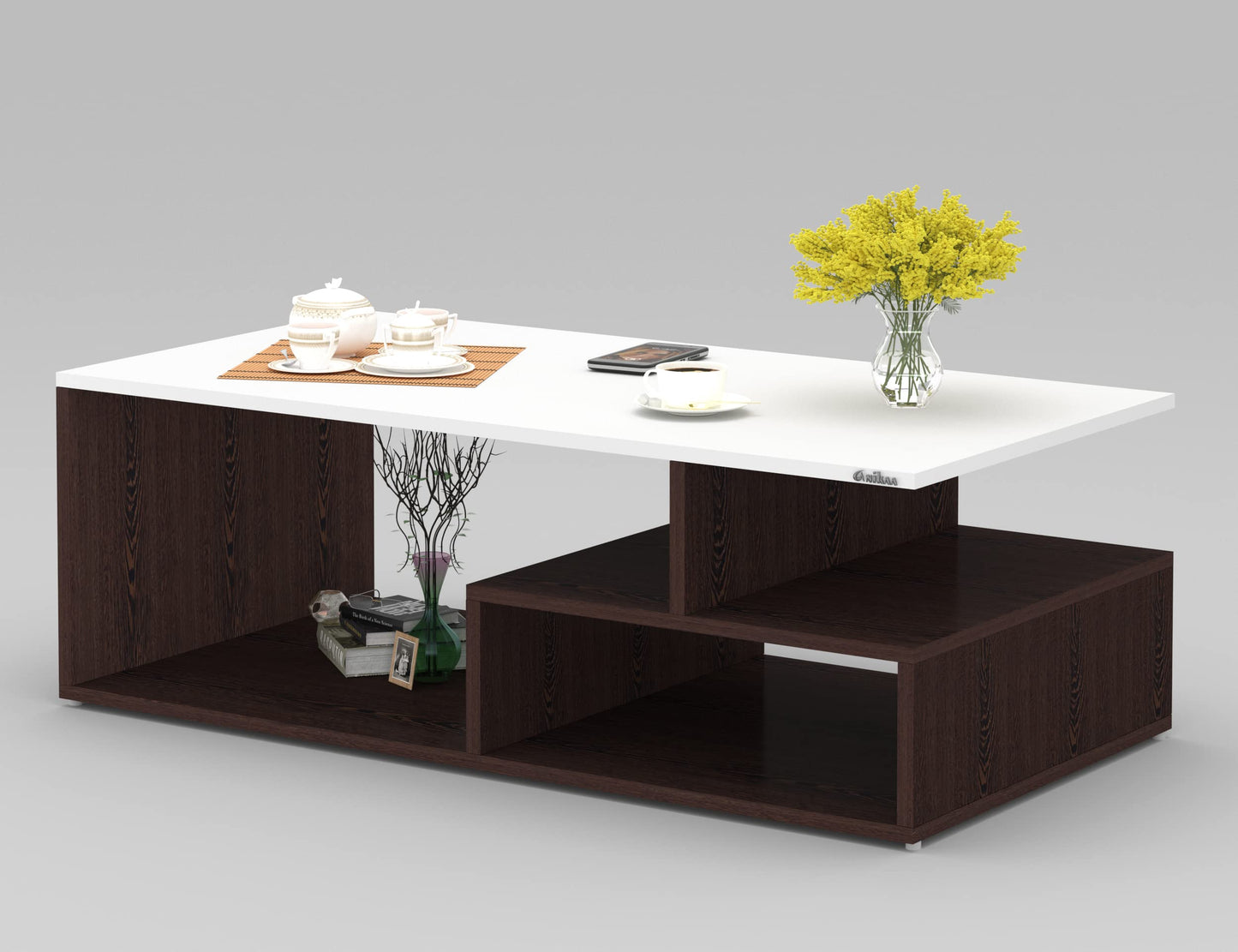 PEDPIX Engineered Wood Coffee Table/Centre Table/Tea Table for Living Room (Wenge White, Matte Finsh) D.I.Y