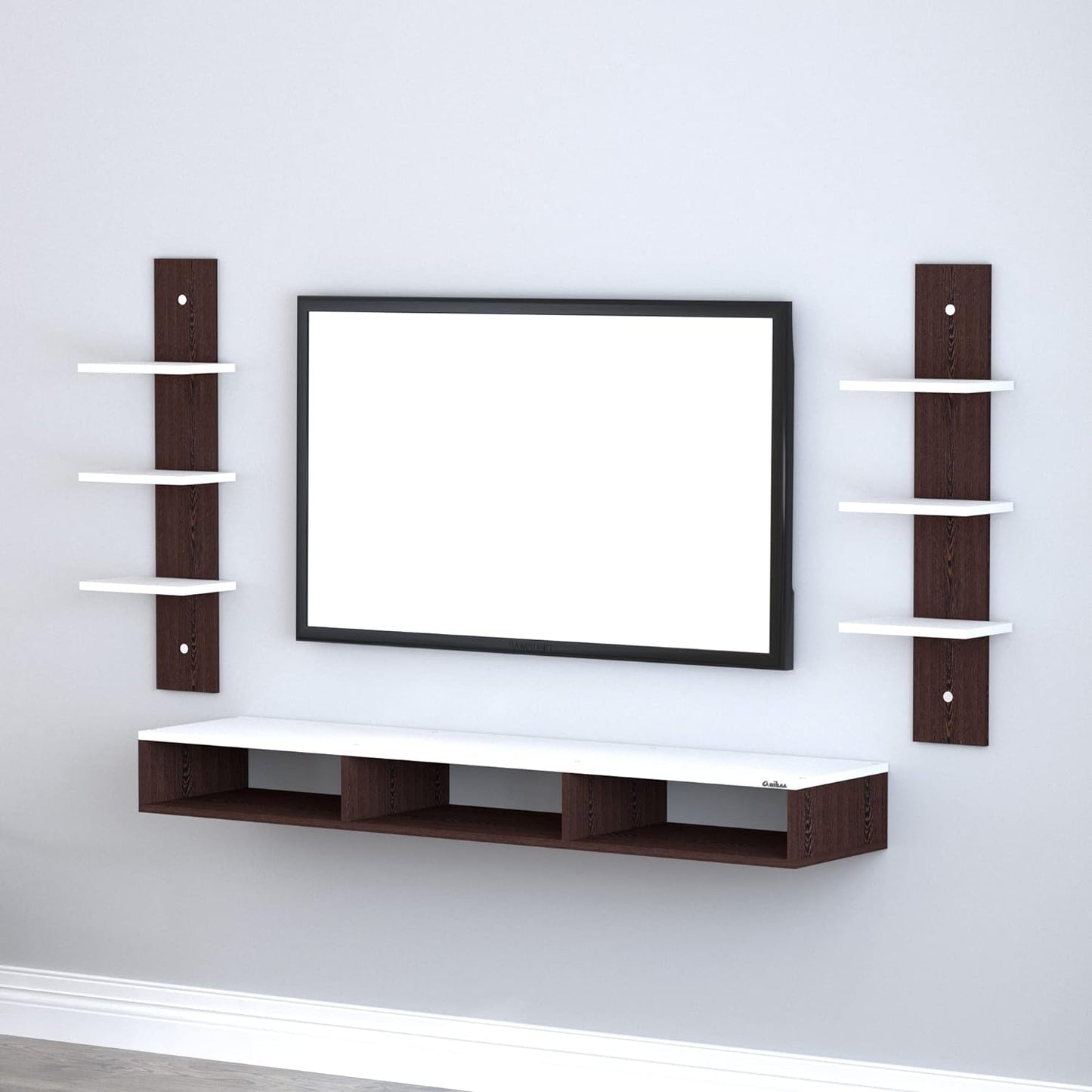PEDPIX Engineered Wood Wall Mount TV Unit/TV Stand/Wall Set Top Box Stand/TV Cabinet/TV Entertainment Unit (Wenge/White)(Ideal for 32-40 Inch)(D.I.Y)