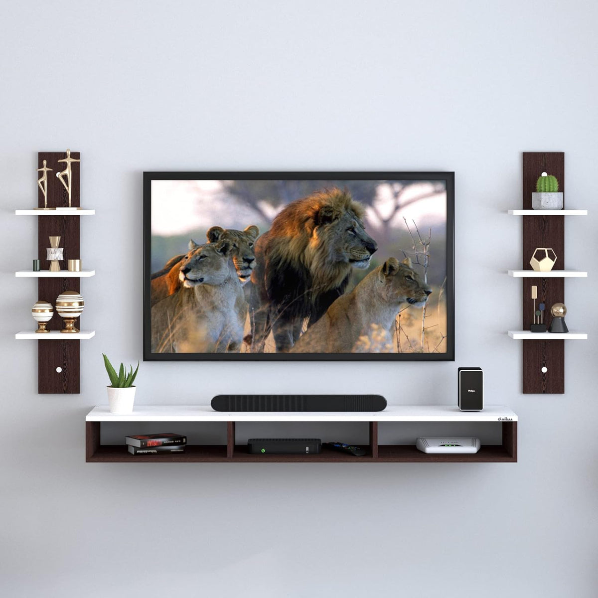 PEDPIX Engineered Wood Wall Mount TV Unit/TV Stand/Wall Set Top Box Stand/TV Cabinet/TV Entertainment Unit (Wenge/White)(Ideal for 32-40 Inch)(D.I.Y)