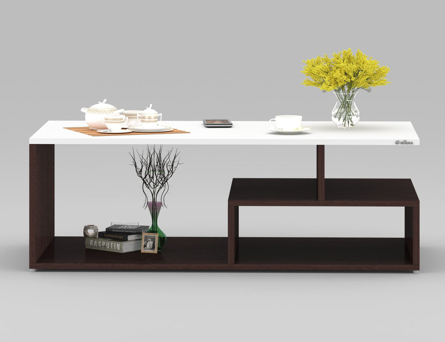 PEDPIX Engineered Wood Coffee Table/Centre Table/Tea Table for Living Room (Wenge White, Matte Finsh) D.I.Y