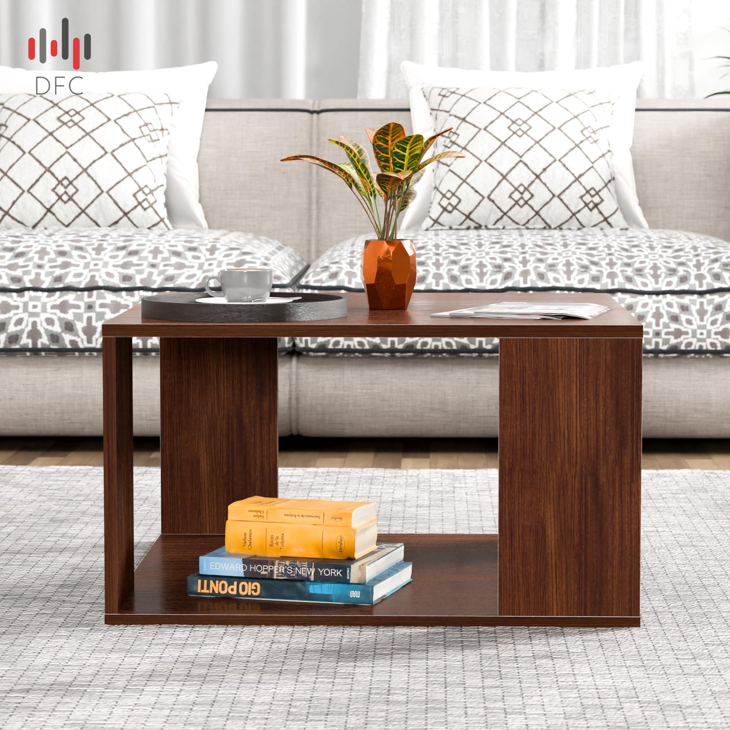 PEDPIX Carrera Engineered Wood Coffee Center Sofa Tea/Teapoy Console Table with Storage for Living Room Home Hall (Dark Wenge)