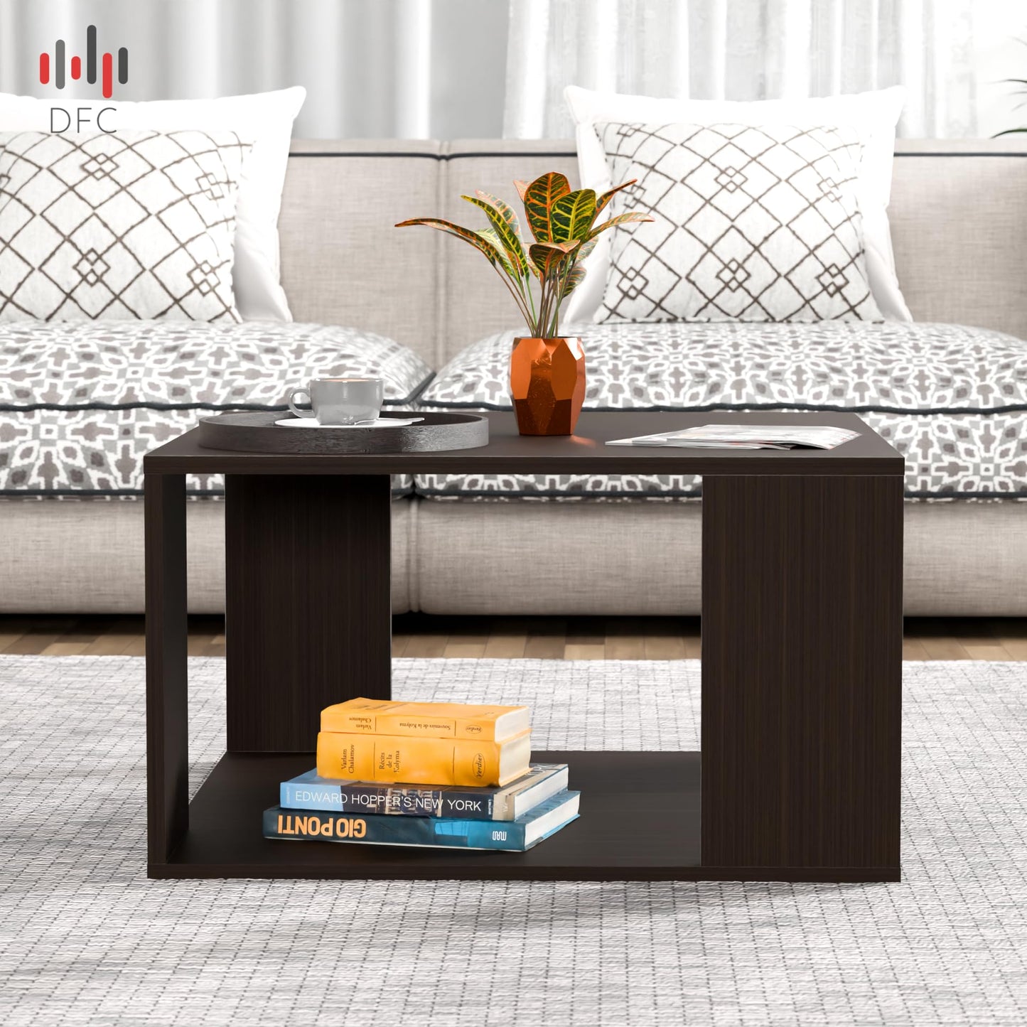 PEDPIX Carrera Engineered Wood Coffee Center Sofa Tea/Teapoy Console Table with Storage for Living Room Home Hall (Dark Wenge)