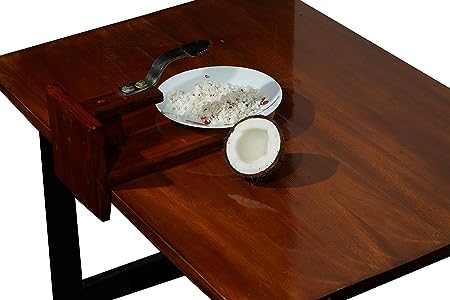Copy of PEDPIX TM Polished Wooden Coconut Scraper with Stainless Steel Head for Kitchen Tabletop - Place on Any Type of Kitchen Top - Brown Wooden Coconut Grater Made with Natural Wood (32x14x16 Inches)