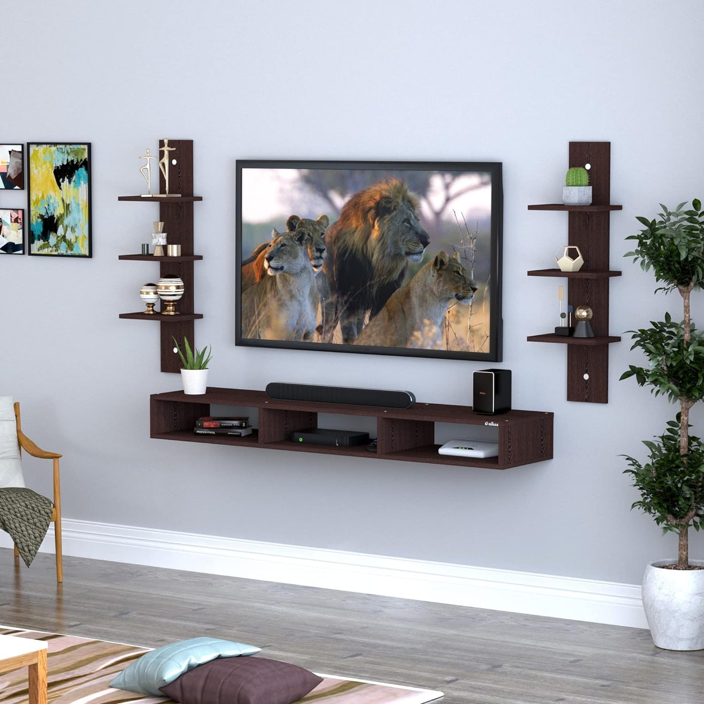 PEDPIX Engineered Wood Wall Mount TV Unit/TV Stand/Wall Set Top Box Stand/TV Cabinet/TV Entertainment Unit (Wenge)(Ideal for 32-40 Inch)(D.I.Y)