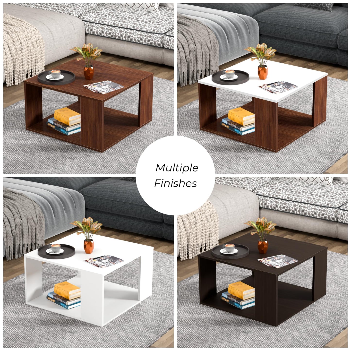 PEDPIX Carrera Engineered Wood Coffee Center Sofa Tea/Teapoy Console Table with Storage for Living Room Home Hall (Dark Wenge)
