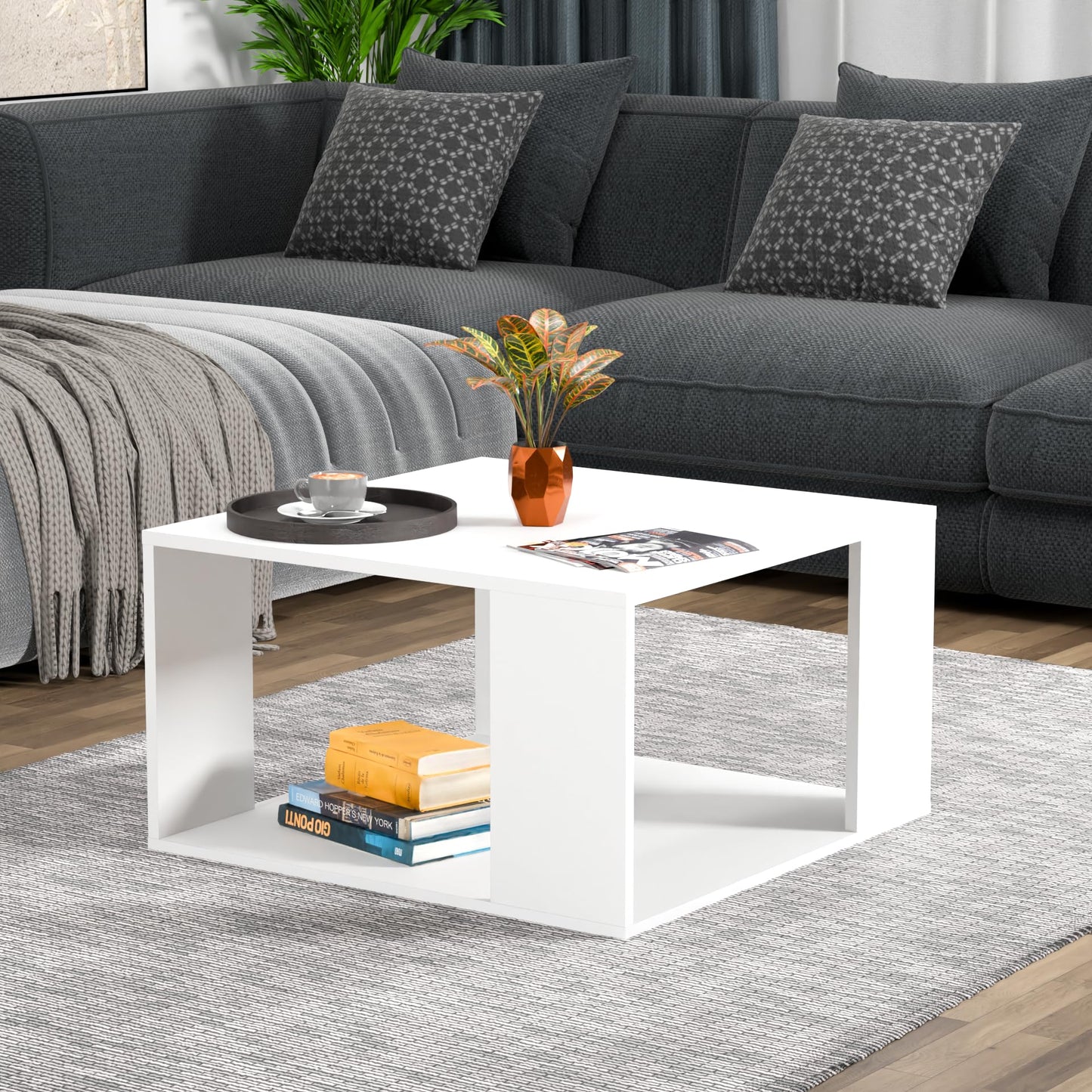 PEDPIX Carrera Engineered Wood Coffee Center Sofa Tea/Teapoy Console Table with Storage for Living Room Home Hall (Dark Wenge)