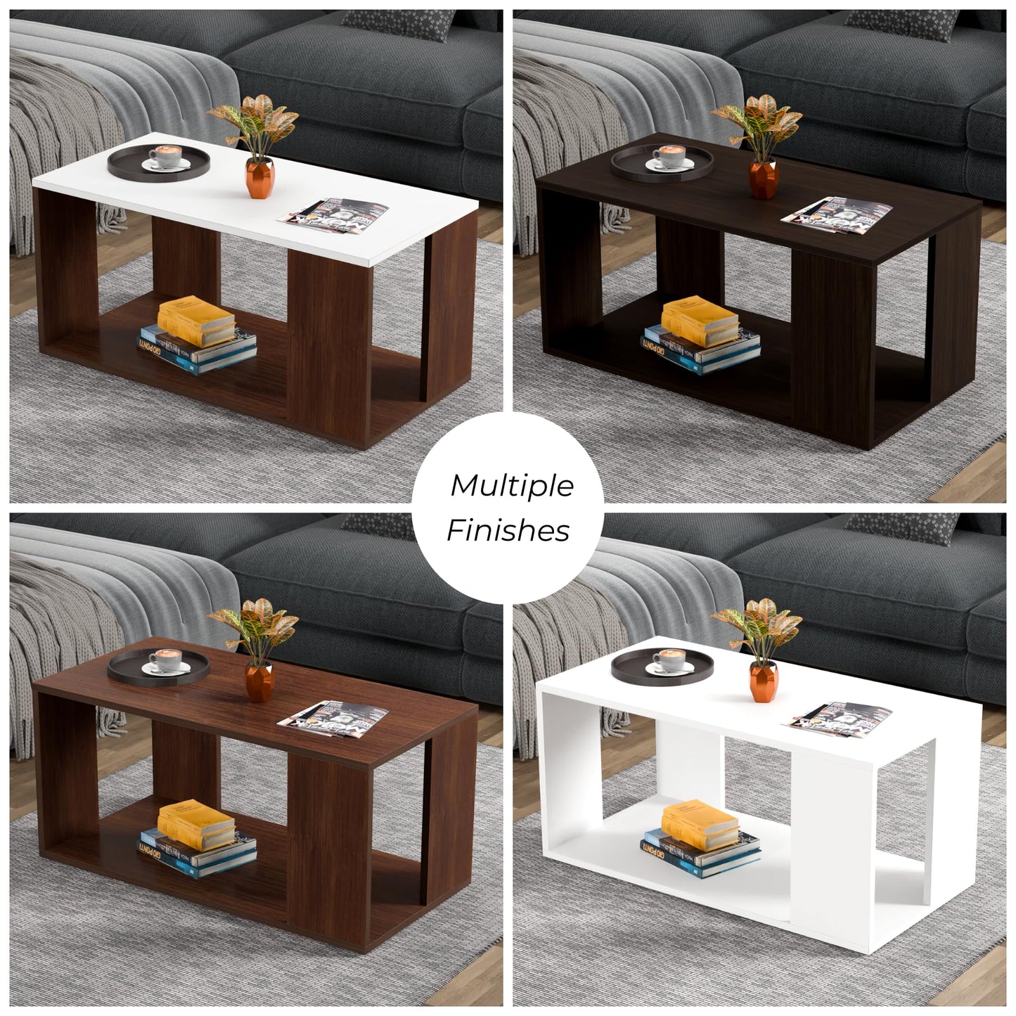 PEDPIX Carrera Engineered Wood Coffee Center Sofa Tea/Teapoy Console Table with Storage for Living Room Home Hall (Dark Wenge)