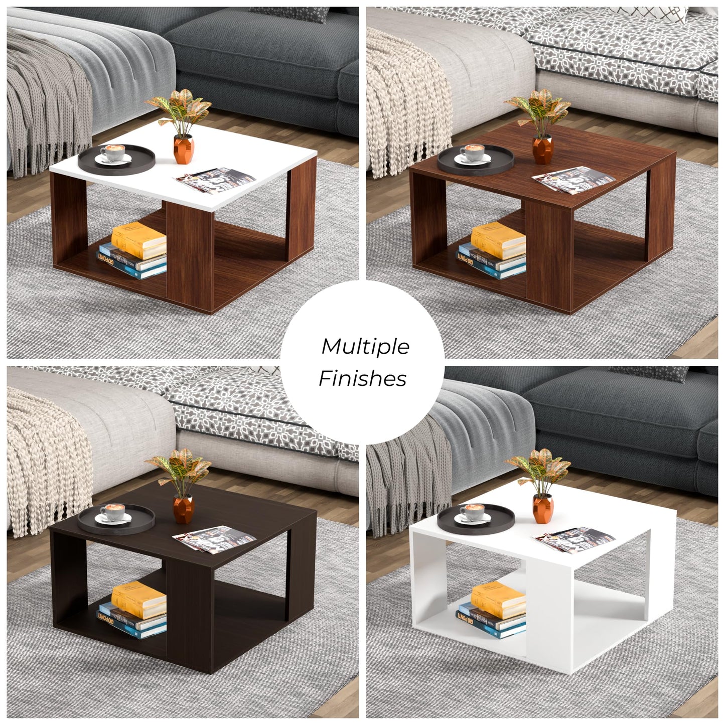 PEDPIX Carrera Engineered Wood Coffee Center Sofa Tea/Teapoy Console Table with Storage for Living Room Home Hall (Dark Wenge)