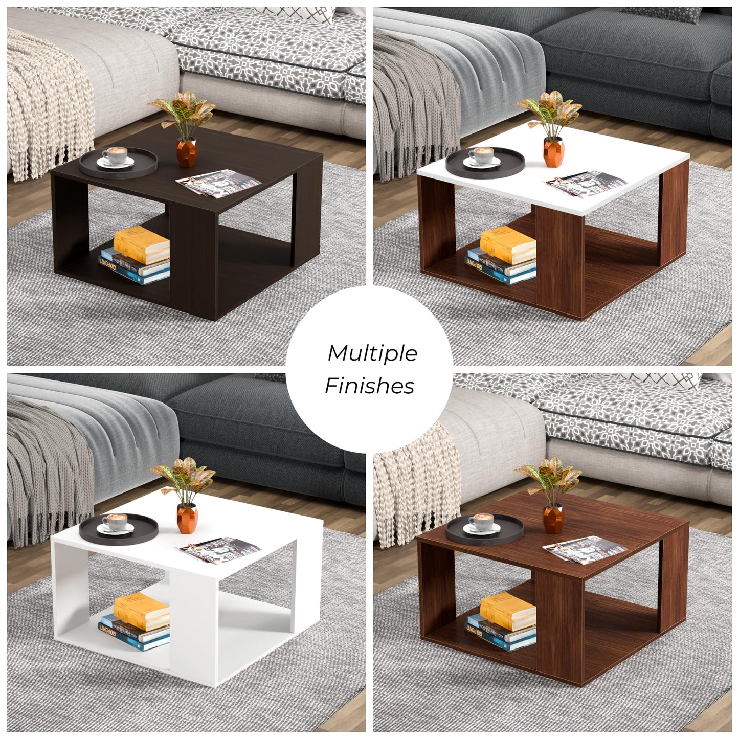 PEDPIX Carrera Engineered Wood Coffee Center Sofa Tea/Teapoy Console Table with Storage for Living Room Home Hall (Dark Wenge)