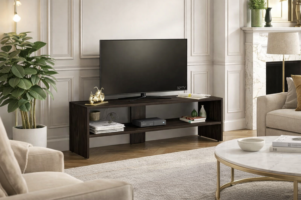 PEDPIX® Premium Wooden TV Stand | Modern Open Shelf TV Cabinet for Living Room | Engineered Wood
