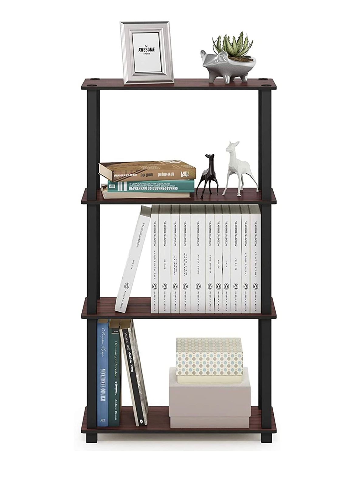 MALBRO Turn N Tube 3 Tier Rack Wall Shelf for Living Bed Room Home Office | Multipurpose Storage Shelves and Display Organizer with Utility Storage for Home Décor_(Color - Venge)