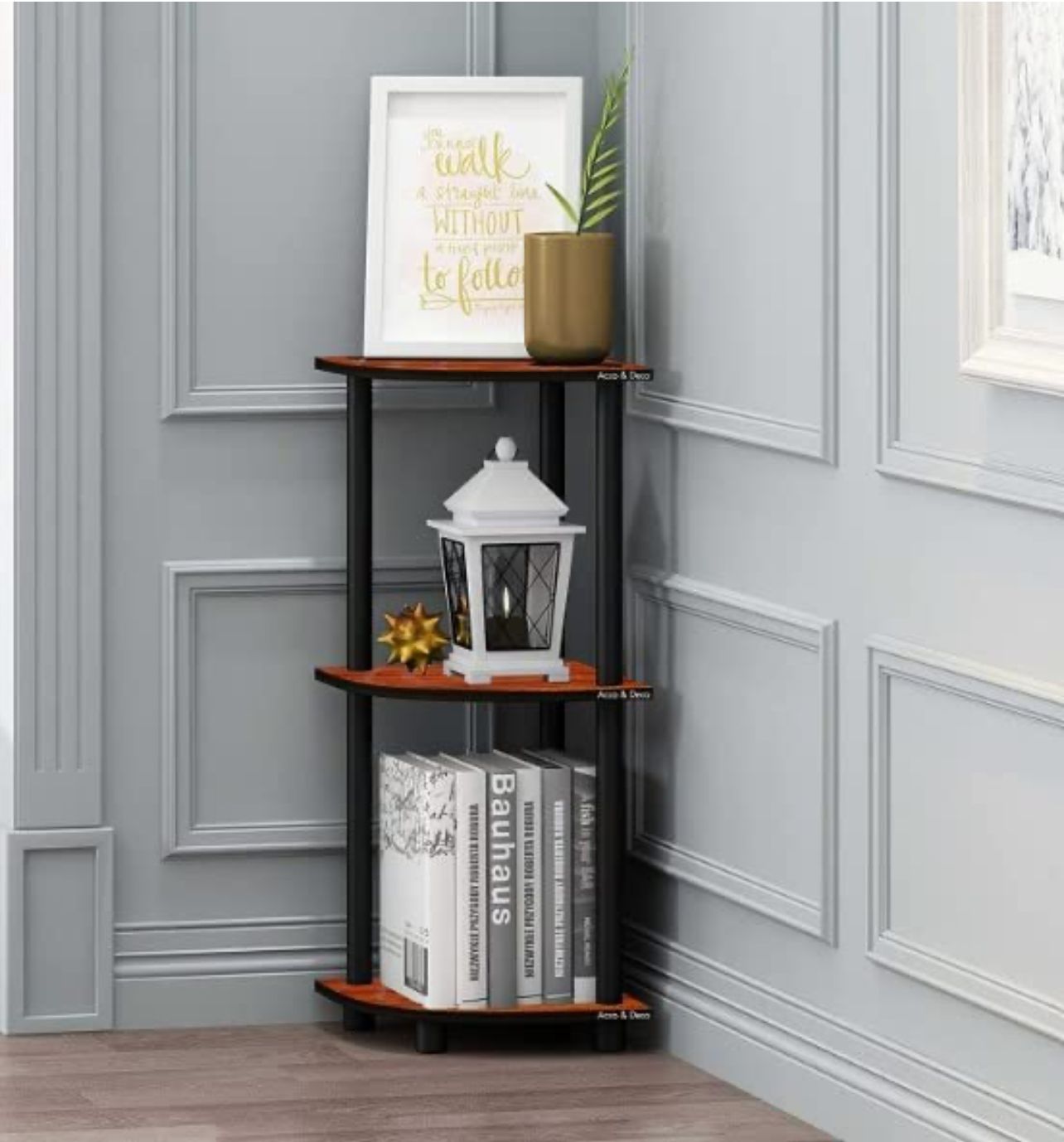 MALBRO Turn N Tube 3 Tier Rack Wall Shelf for Living Bed Room Home Office | Multipurpose Storage Shelves and Display Organizer with Utility Storage for Home Décor_(Color - Venge)