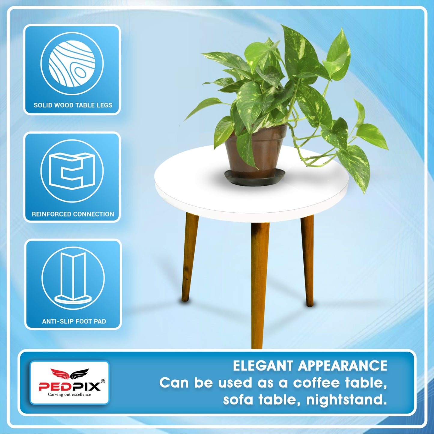 PEDPIX Engineered Wood Side Table (Finish Color - WHITE, DIY(Do-It-Yourself))