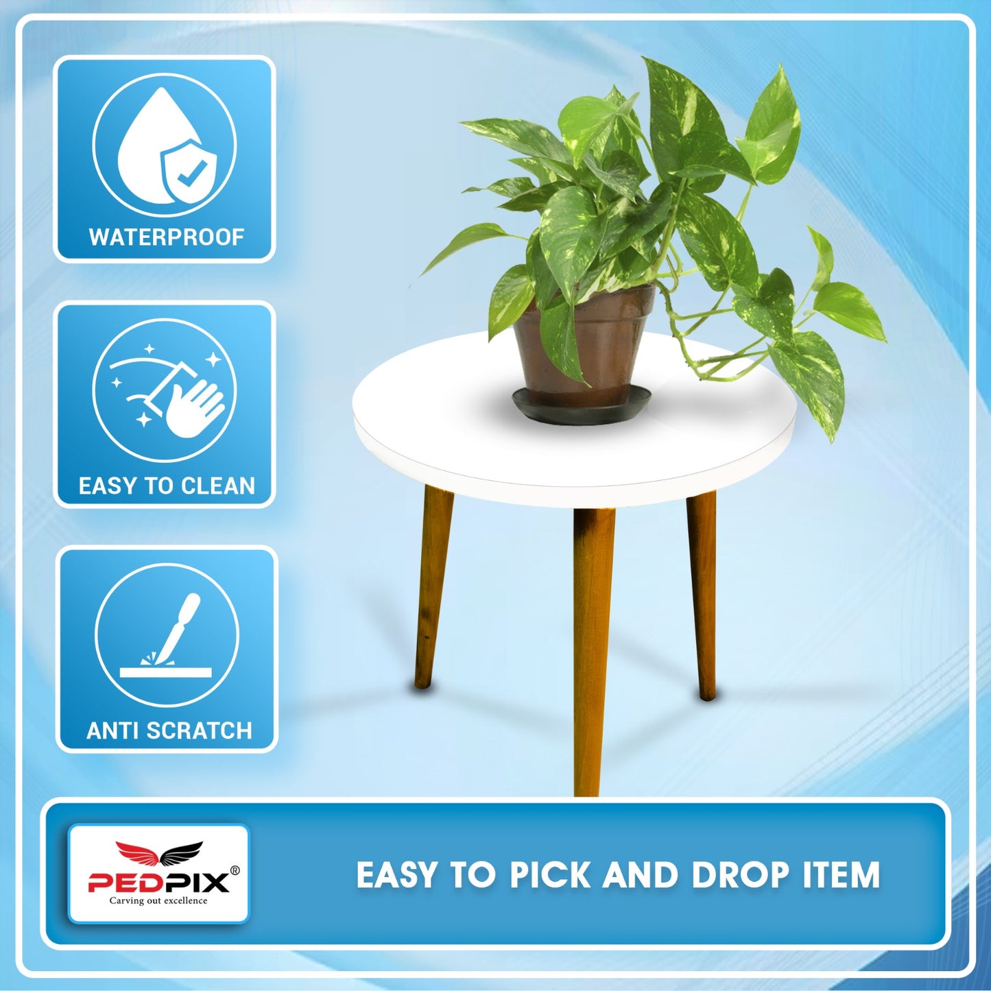 PEDPIX Engineered Wood Side Table (Finish Color - WHITE, DIY(Do-It-Yourself))