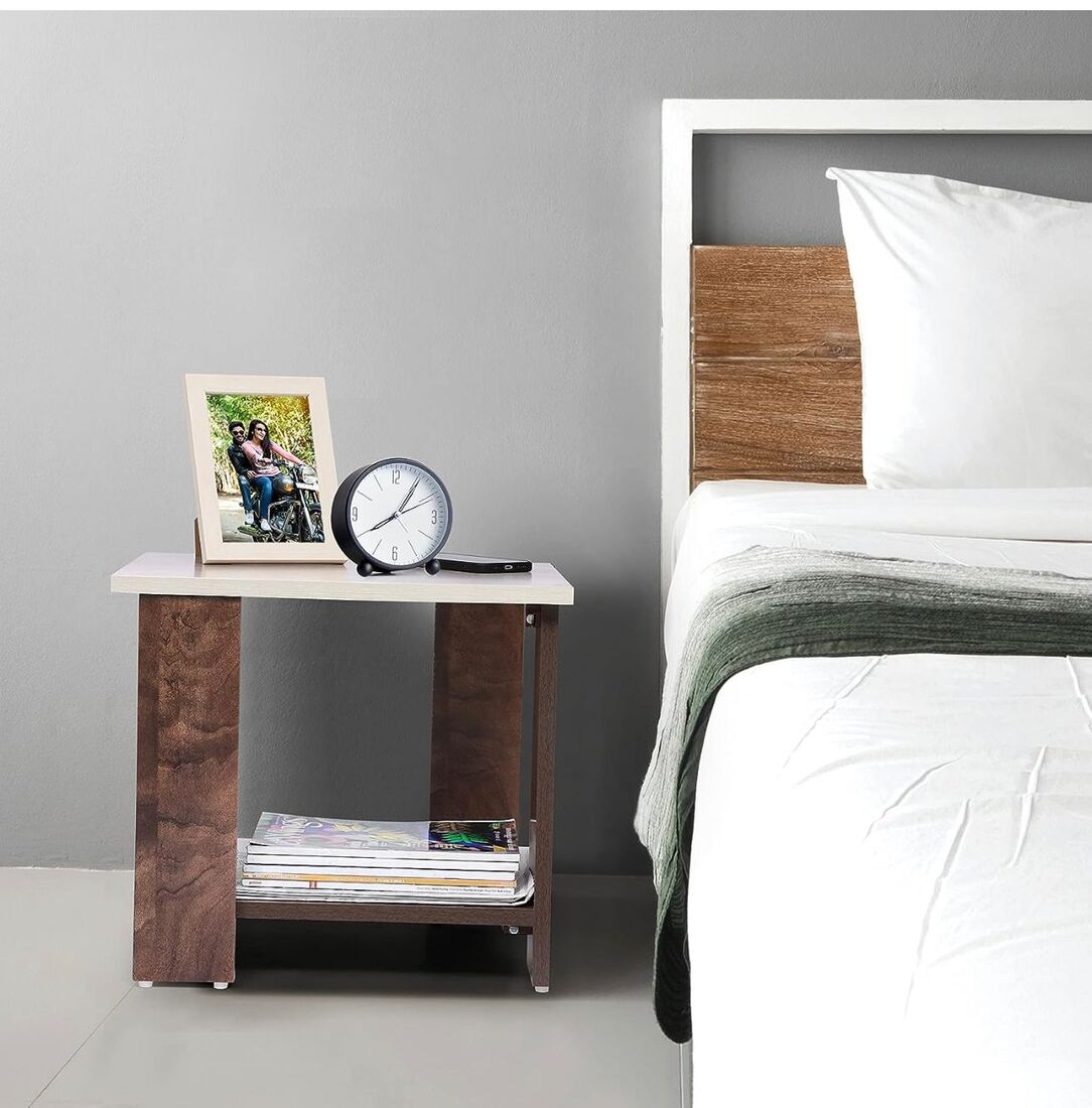 PEDPIX Engineered Wood Side Table (Finish Color - Walnut, DIY(Do-It-Yourself))