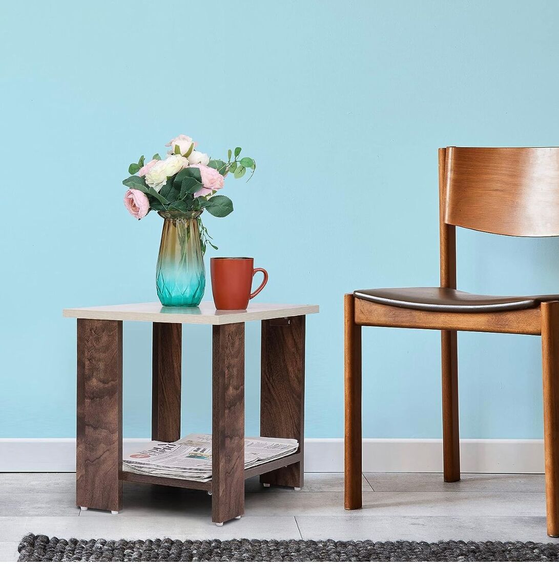 PEDPIX Engineered Wood Side Table (Finish Color - Walnut, DIY(Do-It-Yourself))