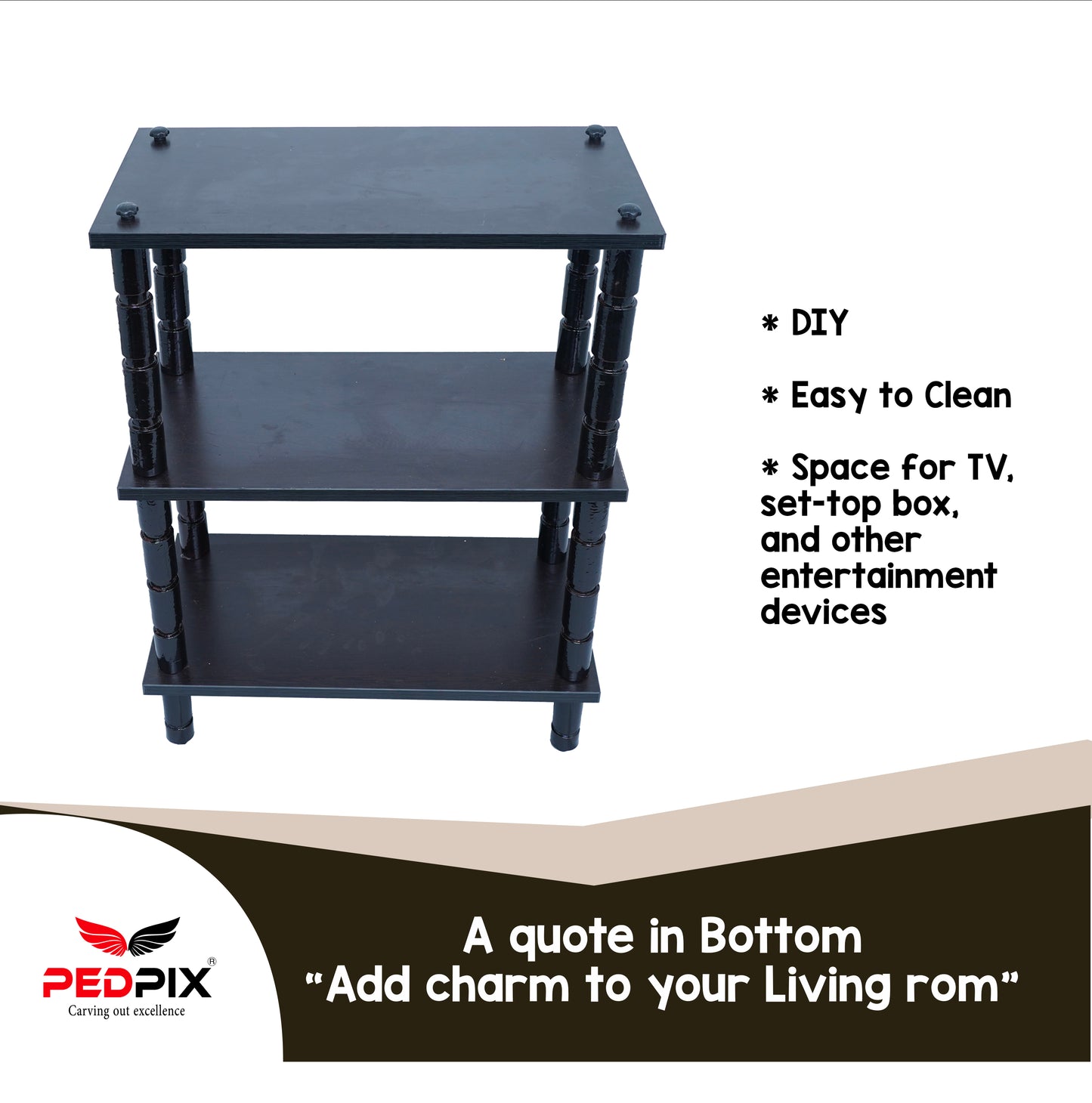 PEDPIX 3 Shelves Multipurpose Storage Cabinet Engineered Wood Book Shelf, Bookcase, Book Rack Stand, Open Book Shelf, Display Unit, Venge_(LXBXH:30X60X75cm) DIY(Do-it-Yourself)