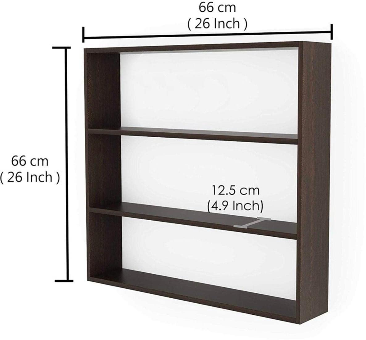 PEPDIX Engineered Wood Kitchen Cabinet and Metal Floating Wall Shelf | Rack Shelf_Black | Kitchen Rack | Home Decorative Particle Board Wall Shelf |Multipurpose Storage Shelf(75X75X75)_Brown