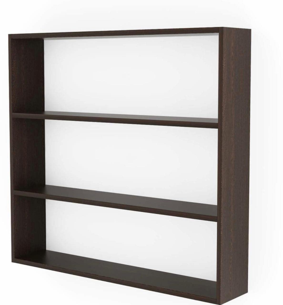PEPDIX Engineered Wood Kitchen Cabinet and Metal Floating Wall Shelf | Rack Shelf_Black | Kitchen Rack | Home Decorative Particle Board Wall Shelf |Multipurpose Storage Shelf(75X75X75)_Brown